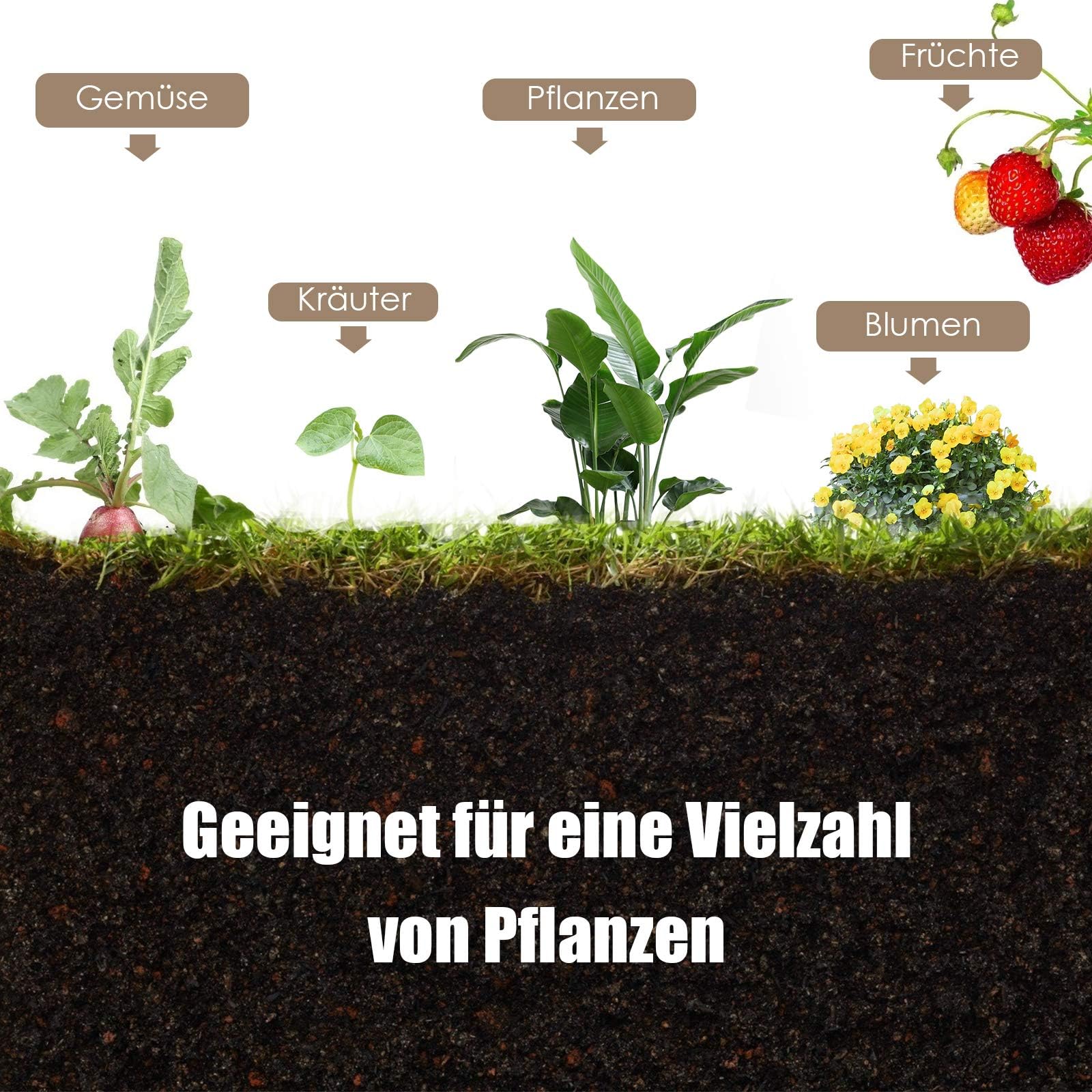 FANTASK Hochbeet aus Holz, Pflanzbeet für Kinder, 120x43,5x51cm, Pflanztrog belastbar bis 100 kg, Blumenkübel mit Ablauflöchern, Kräuterbeet rechteckig, Anzuchtbeet Garten Terrasse Balkon
