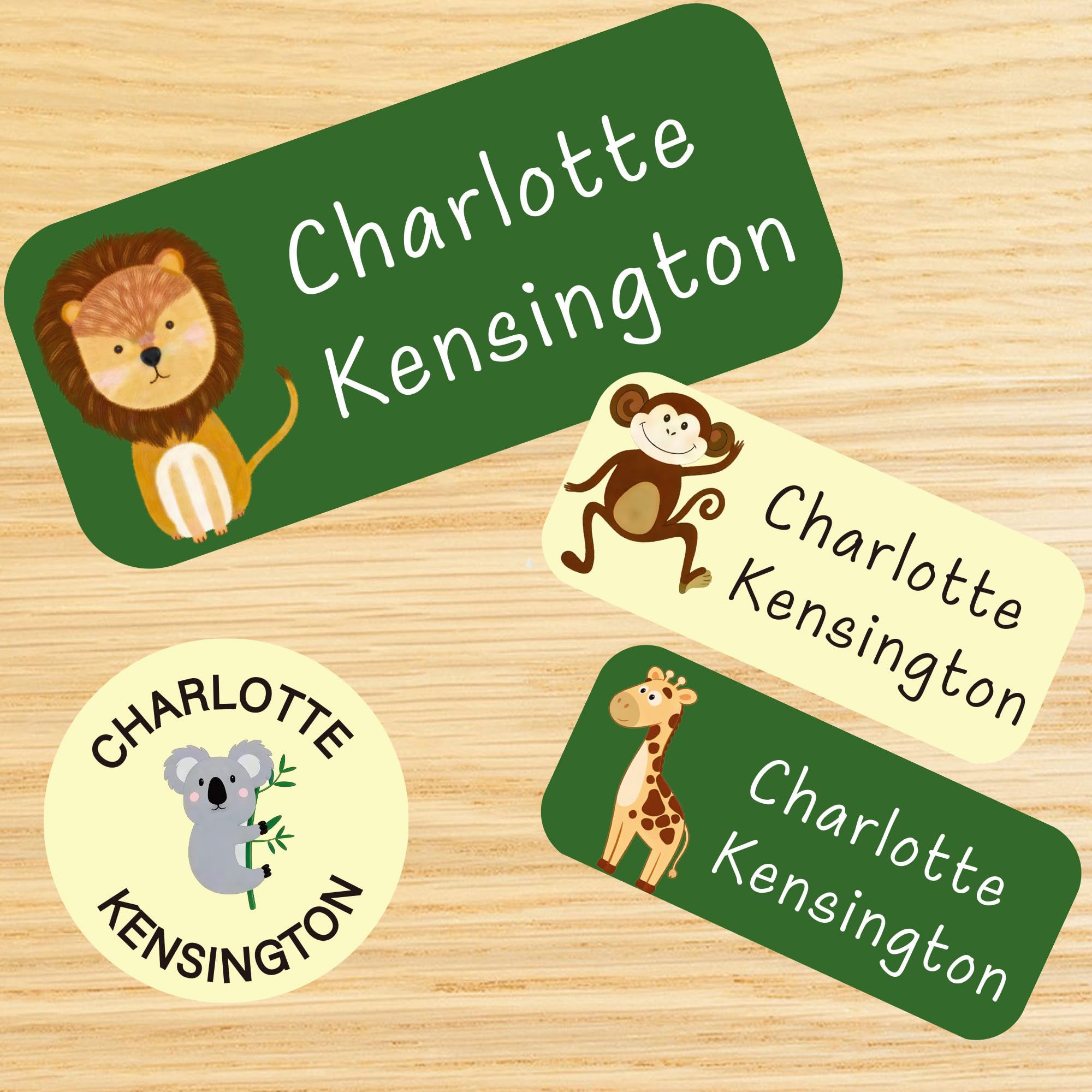 117 Stick On Washable Name Labels for Kids - Personalised Name Tags for Clothes, Custom No-Iron Clothing Stickers for Daycare, School Supplies, Waterproof Name Tags (Lion Stickers)