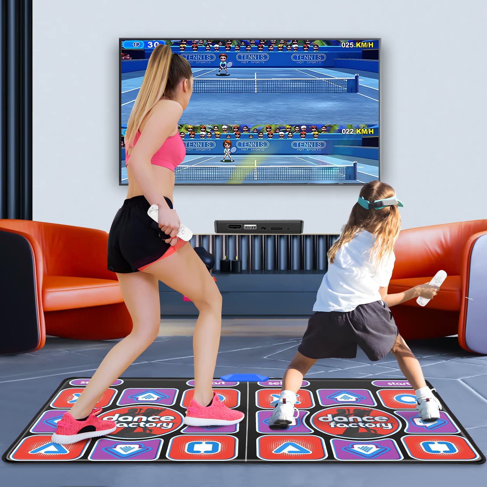 Aomdom Tappeto da Ballo per Bambini e Adulti, Modello Migliorato, Doppio Tappetino da Ballo Musicale Antiscivolo e Durevole, con Ricevitore Senza Fili, Senza Fili con 200 Giochi e 100 + Musica (166 x