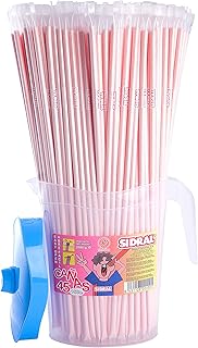 SIDRAL- Cañas rellenas de polvo Sidral (pica pica) Sabor Fresa 160 u. 45 cm. Color rosa