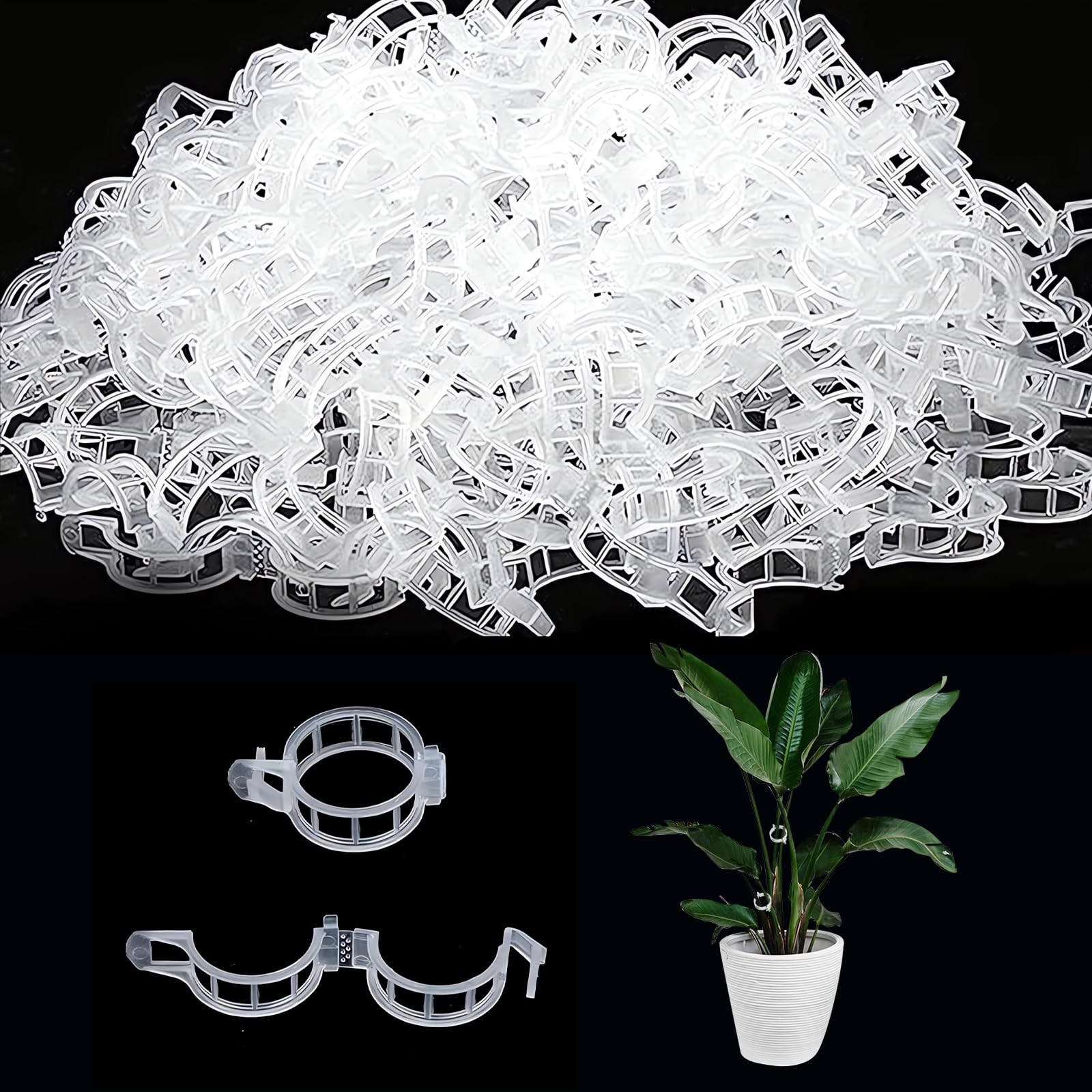 200 pcs Support pour Plantes de Jardin Clips pour Les légumes Tomate Vigne tiges de Croissance Droit et Plus Sain 2.5cm x 2cm Blanc