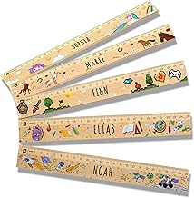 LOOXIS Personalisiertes Lineal für Kinder mit Namen & Motiv bedruckt – 20 cm, Zedern-Holz – Geschenkidee für Jungen und Mädchen, Einschulung, Schultüte, Geburtstag – Bunte Kindermotive