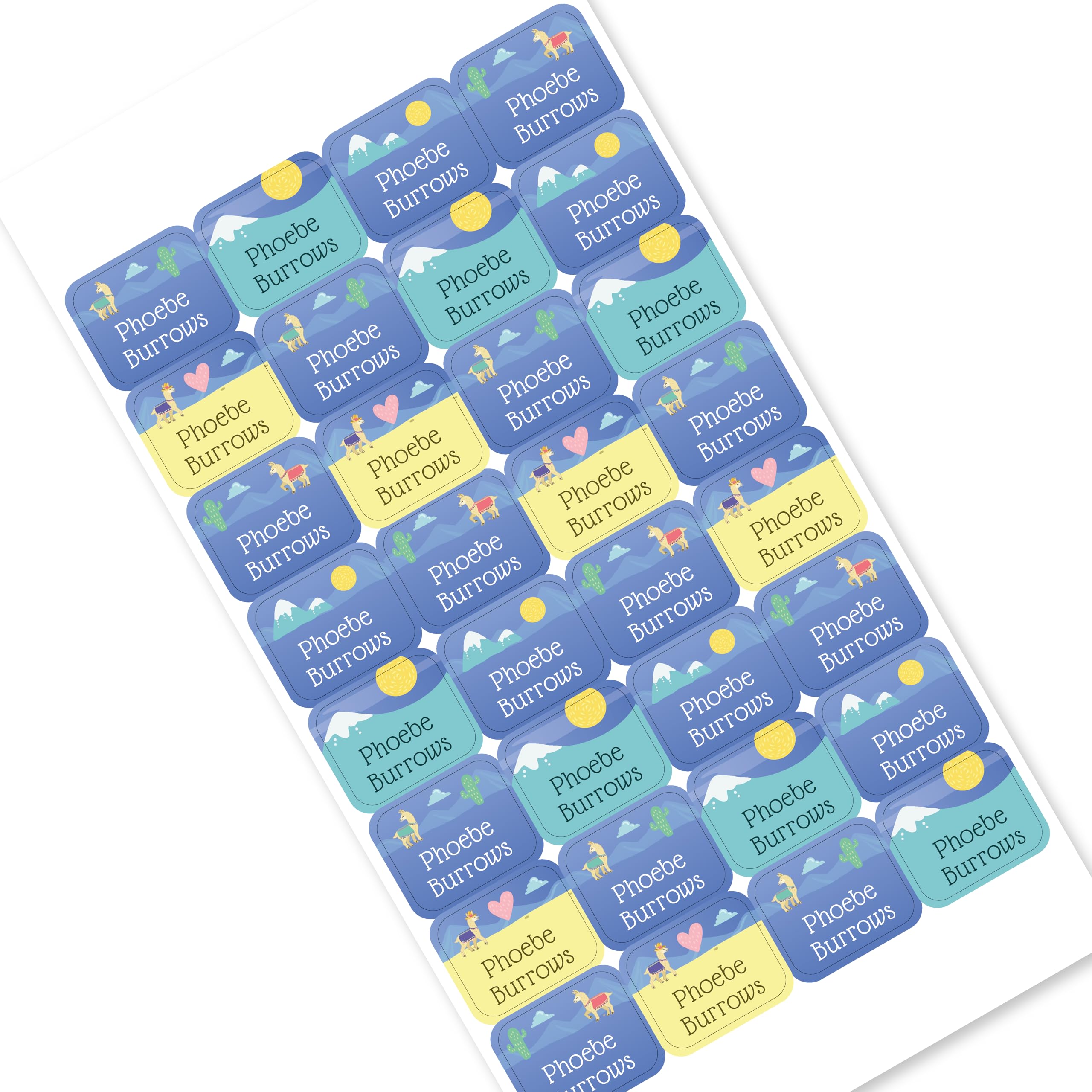 Llama Washable Stick on Clothing Name Labels - No-Iron Stickers for School Children, Care Homes, Nursery (64)
