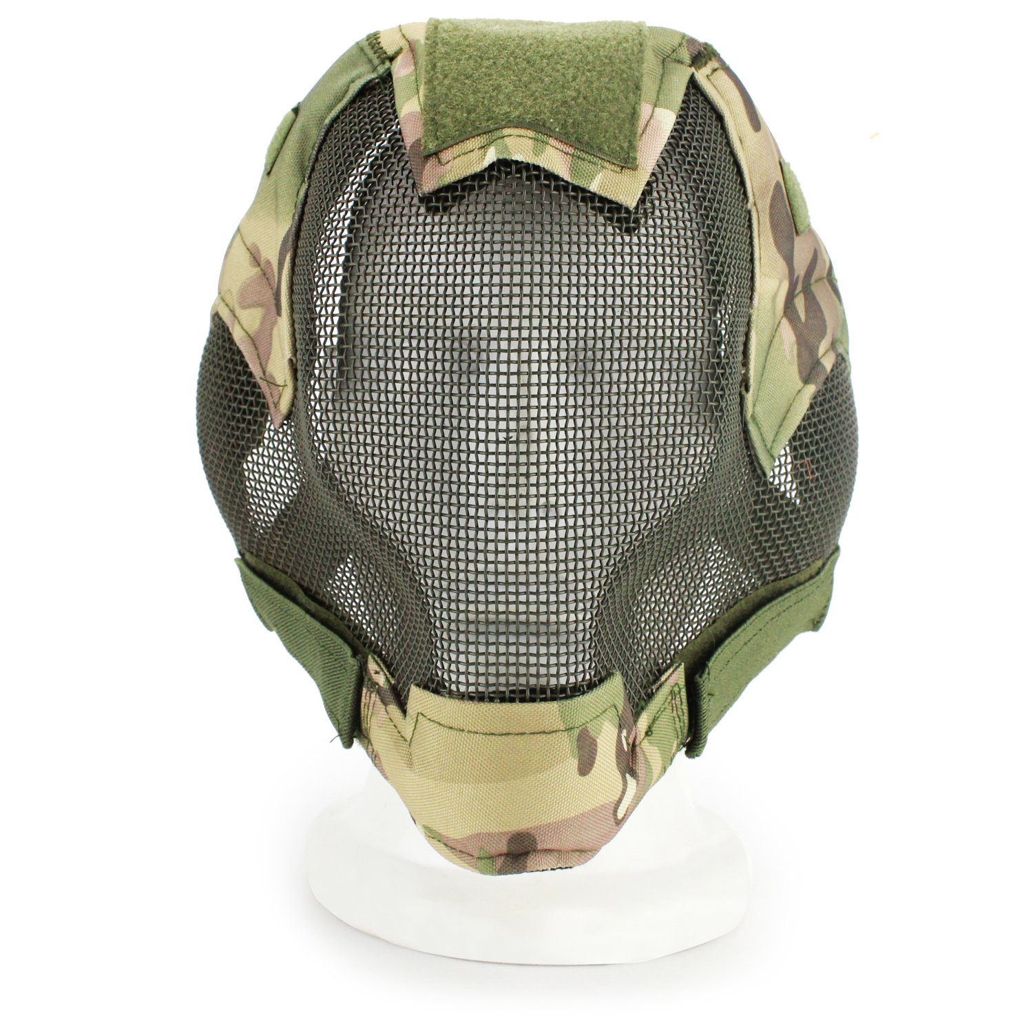 Máscara táctica de airsoft, ajustable, máscara de protección de malla completa con protección para los oídos para juegos de CS al aire libre, caza, Halloween, paintball, hockey, disfraz de cosplay