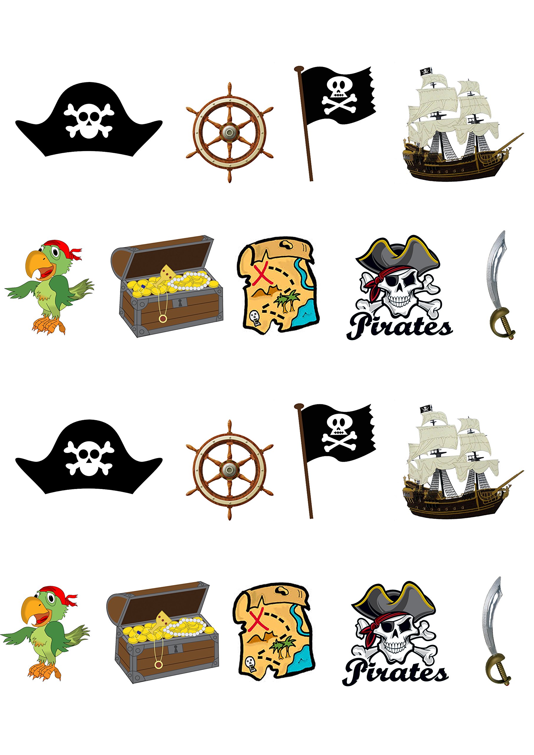 18 Stand Up Pirate Themed Premium Edible Wafer Paper Cake Toppers Decorations