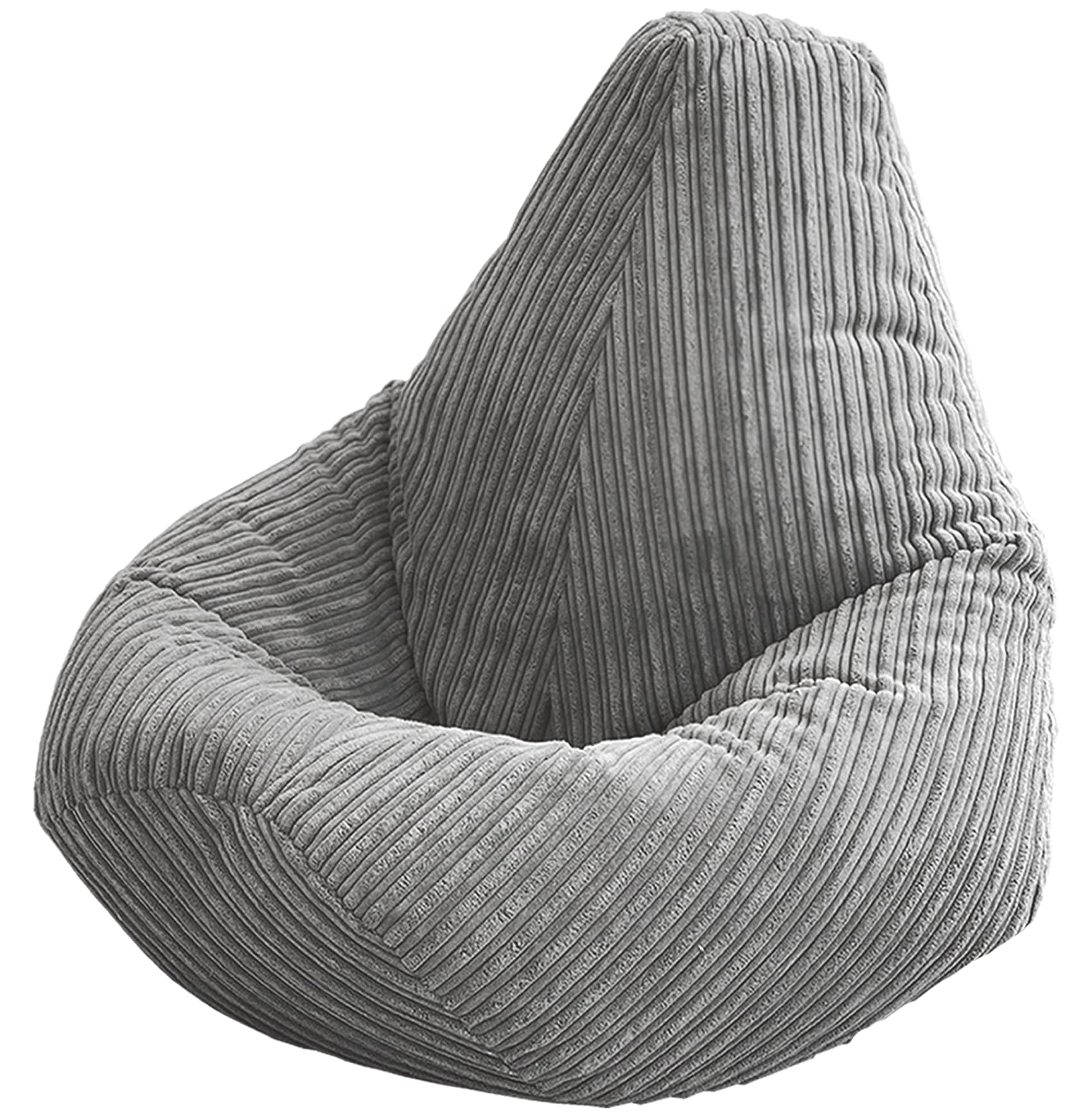 Beautiful Beanbags - XL Jumbo Cord Highback Bean Bag Chair - Light Grey