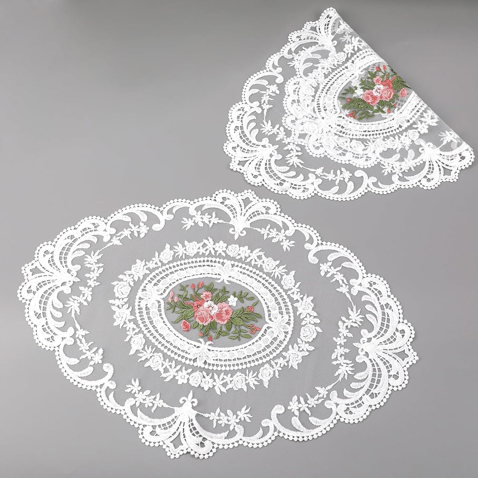 2 Pcs Round Crochet Table Mats,Vintage Lace Table Cloth for Dining Table, Table Cover Cloth, Study Table,Handmade Embroidered Table Mats(White)-picture-30