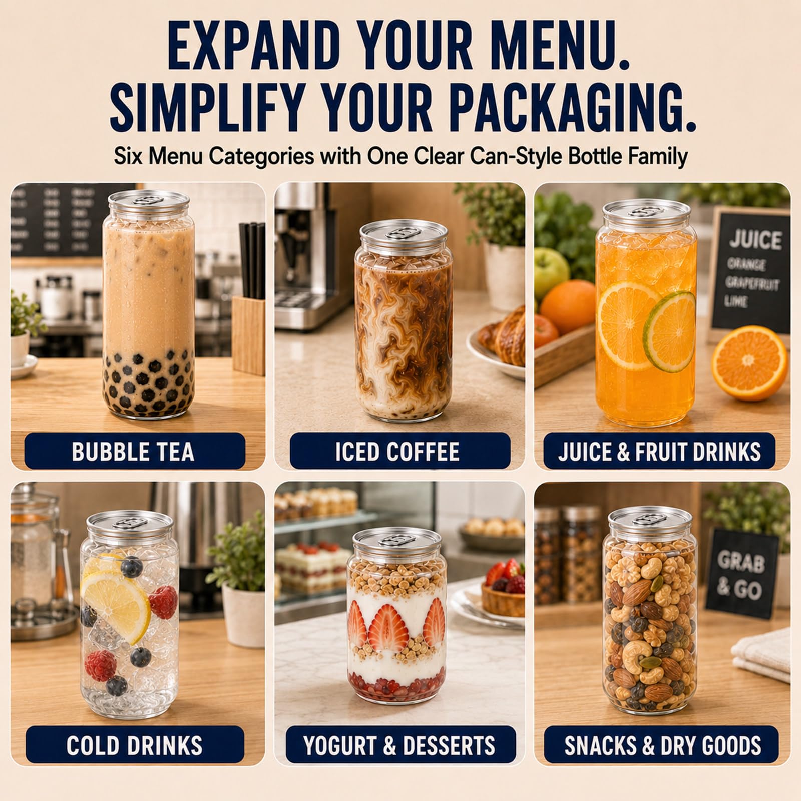 Envases Pet con Tapas de Aluminio, 250 ml, 200 uds 250ml | 200 envases con 200 tapas de aluminio, cuerpo transparente de PET, borde de 55 mm, para preparación por lotes en cafeterías