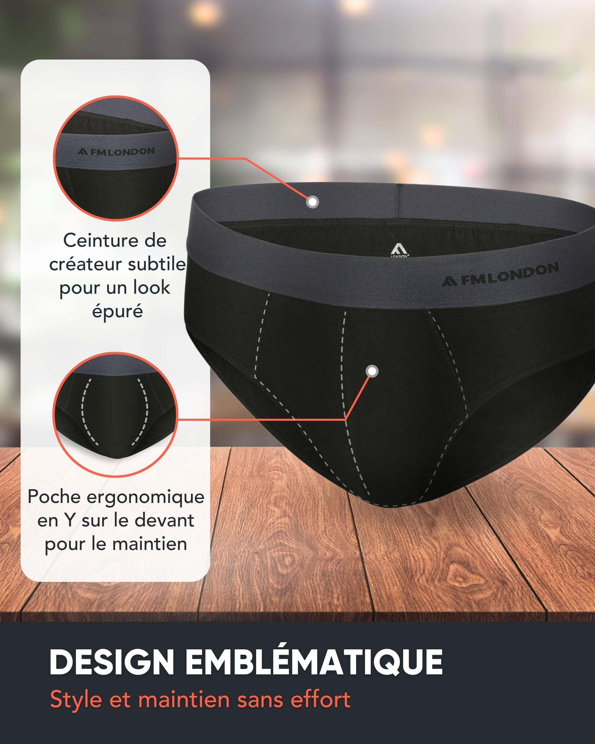 FM London Lot de 7 Slips pour Homme, Slip en Coton Essentiel sans Étiquette, Riche en Coton, sous-Vêtements Modernes pour Homme avec Ceinture Élastique Anti-Roulement