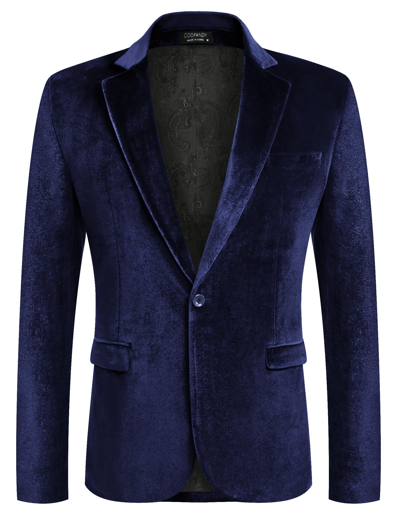 COOFANDY Men's Velvet Blazer Notched Lapel Velour Suit Jacket One Button Tuxedo Jackets for Wedding Prom Party Dinner
