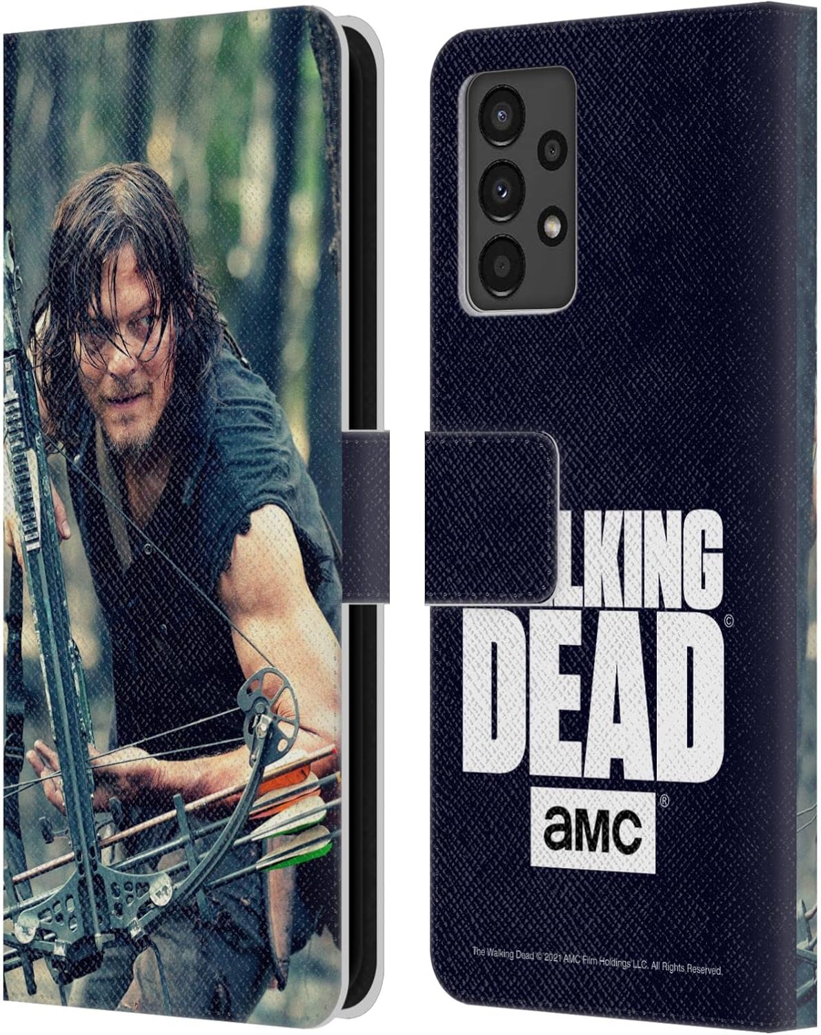 Head Case Designs Officially Licensed AMC The Walking Dead Archer Daryl Dixon Leather Wallet Case Compatible with Samsung Galaxy A13 (2022)