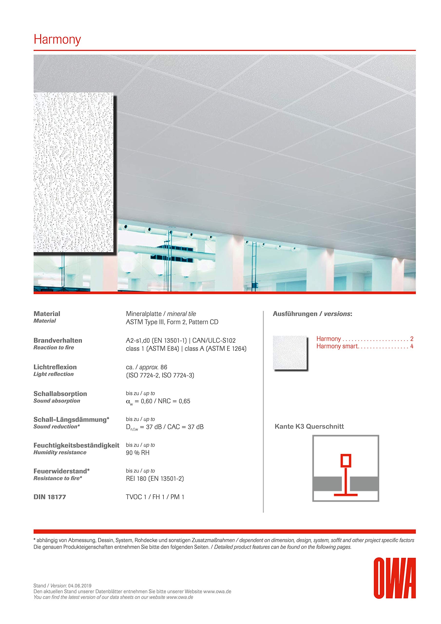 OWAcoustic MF Deckenplatte Harmony 72, Kante K3, Mineralplatte, weiß, 625x625x14 mm, 4,69 qm/Paket/12 Platten
