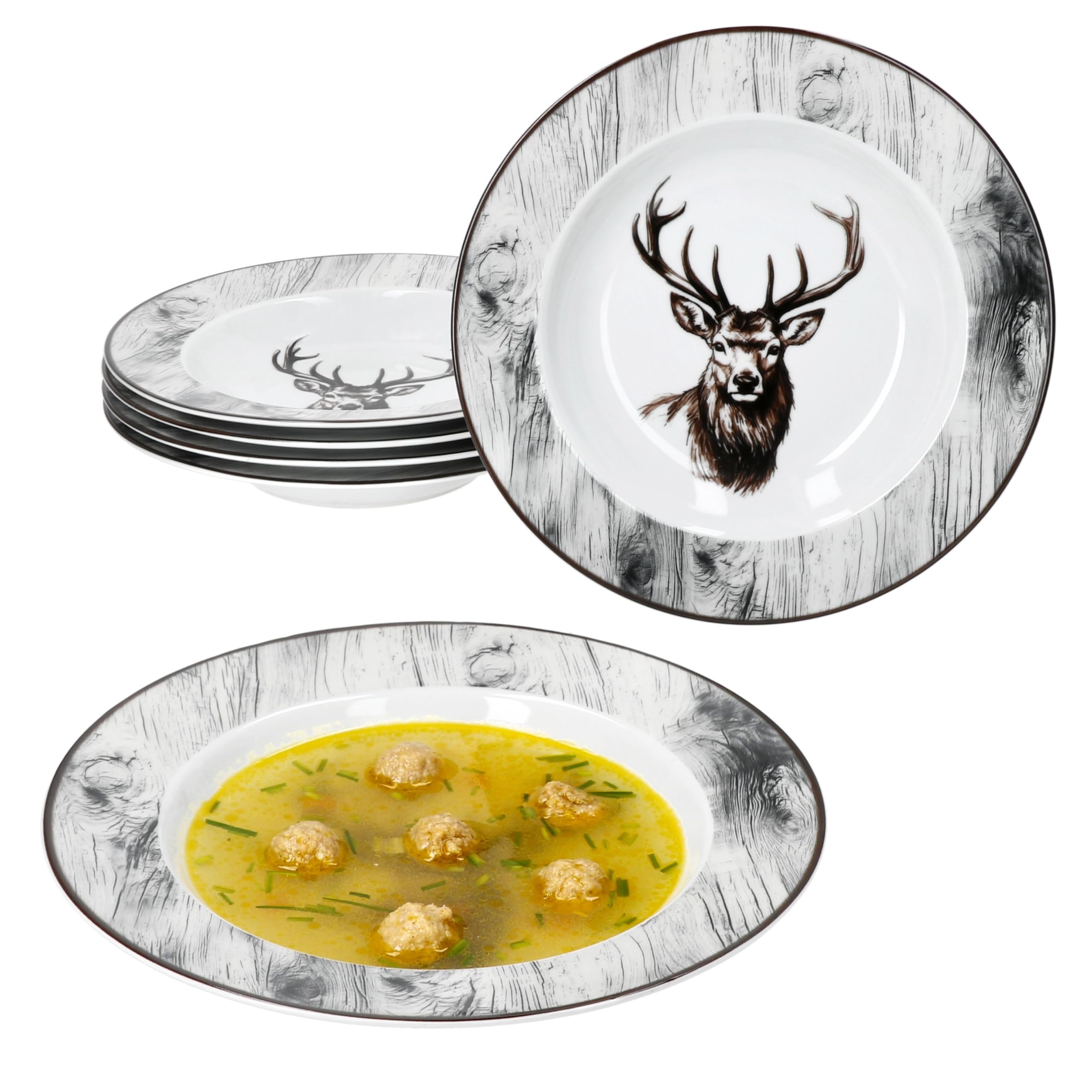 MamboCat Pastello Set van 18 kleurrijke aardewerkborden voor 6 personen, 6 borden, 6 diepe en 6 taartborden, tweekleurig servies