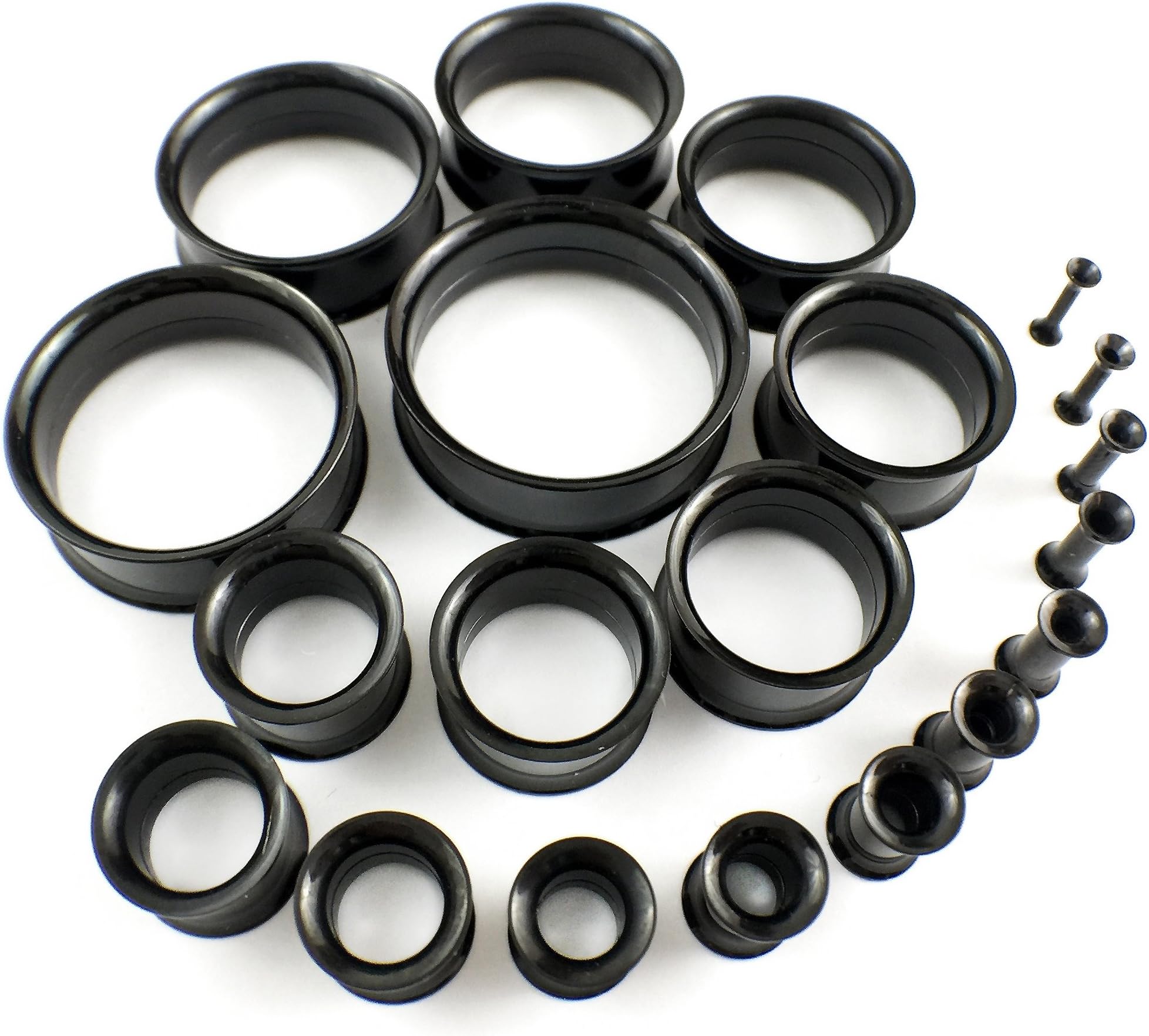 Black Surgical Stainless Steel Flesh Tunnels Double Flare Choose Your Size! Ear Plugs 316L Ear Expanders 4MM