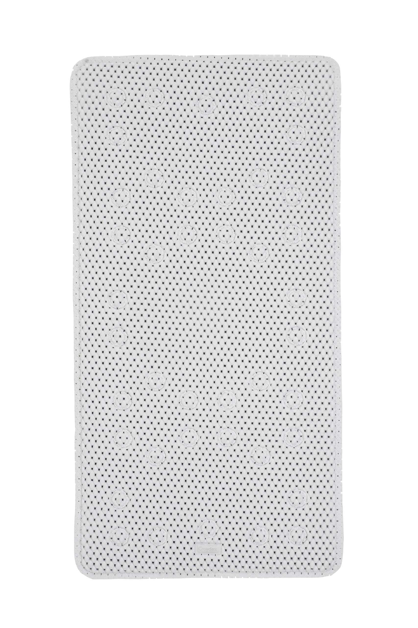 Croydex Teviot Bath Mat Non Slip Anti Mould - White PVC Medium Mat with Cushioned Vinyl Air Cell Technology, Hygiene 'n' Clean Treatment, Pressure Relief Design, Secure Grip Suction Cups (70 x 35cm)