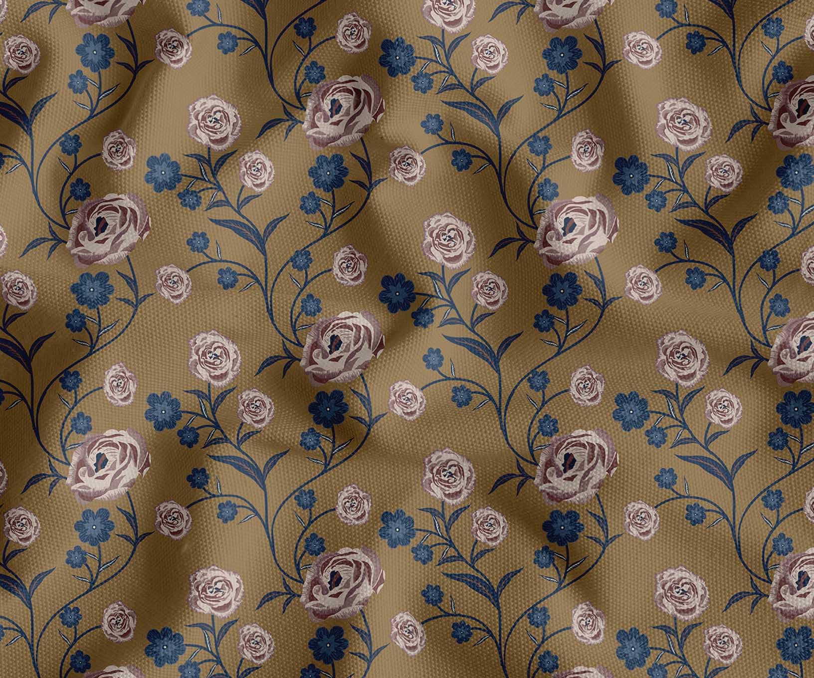 Soimoi Floral Theme Outdoor Fabric by The Meter, 56" Wide Water-Resistant Upholstery Material for Chairs, Cushions & DIY Projects, Brown-picture-29