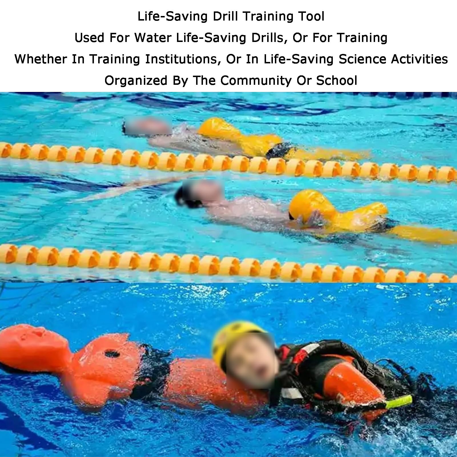 Chupete de entrenamiento de rescate acuático, modelo de simulación de incendios, herramientas de enseñanza para escuelas de río, piscina