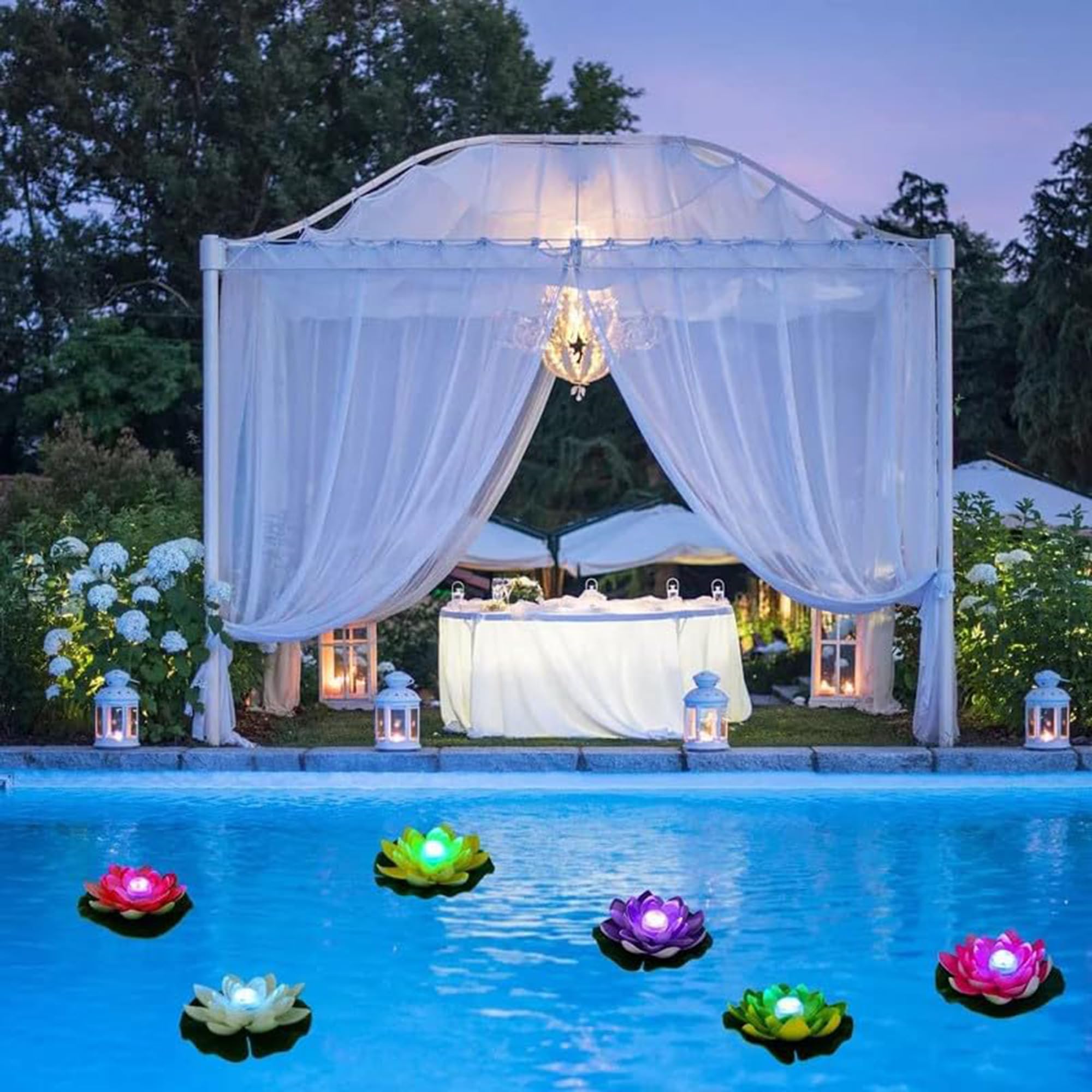 BIRMON Floating Candle Night Lighting Bath Wedding Lamp | Waterproof Lotus Romantic Beautiful Water Sensor Diya LED Candles for Home Decoration | Diwali Gift I Flower Water Light Diya (Pack of 6) - Image 8 thumbnail