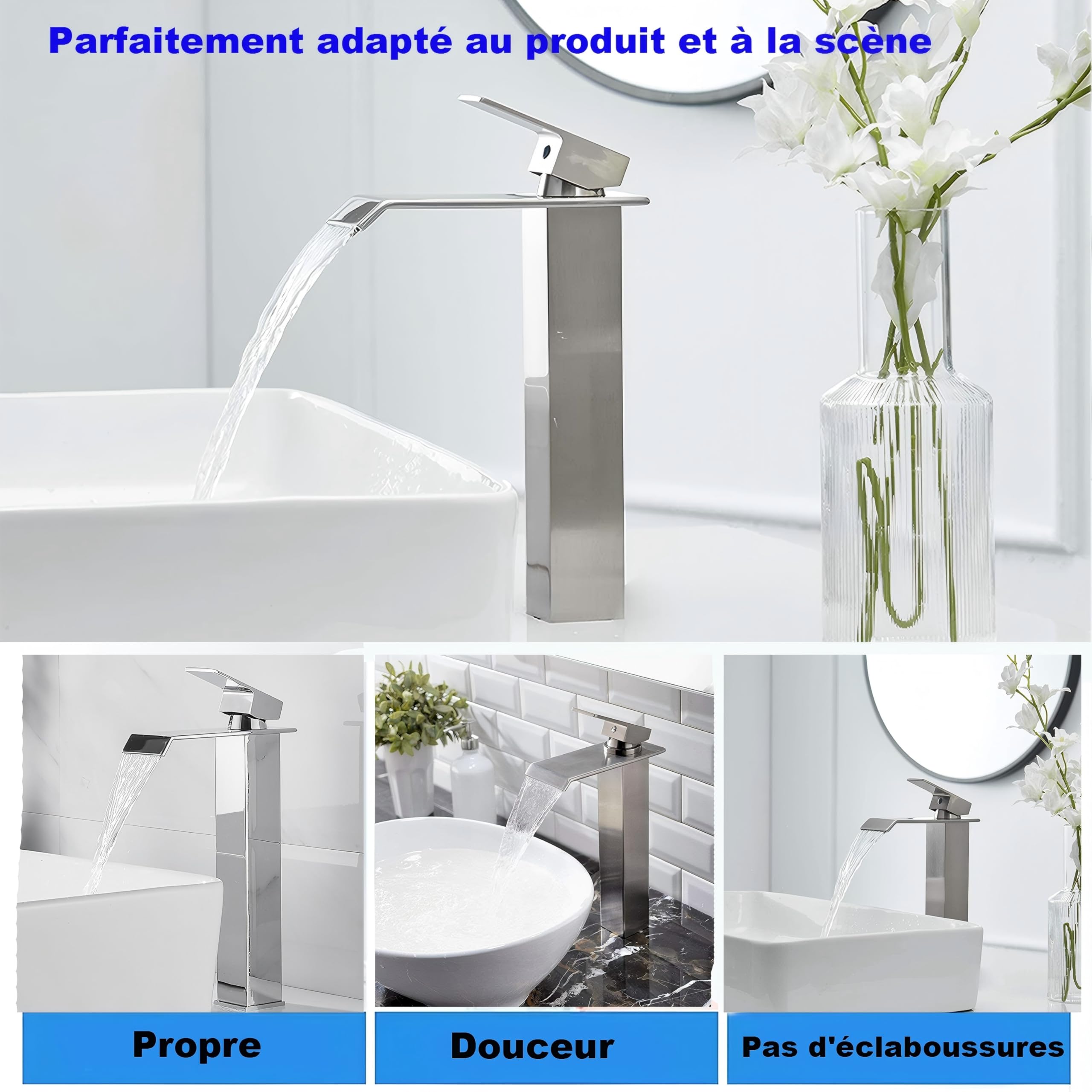 Robinet Cascade Pour Salle De Bain - Noir - Style élégant - Pour Salle De Bain[721