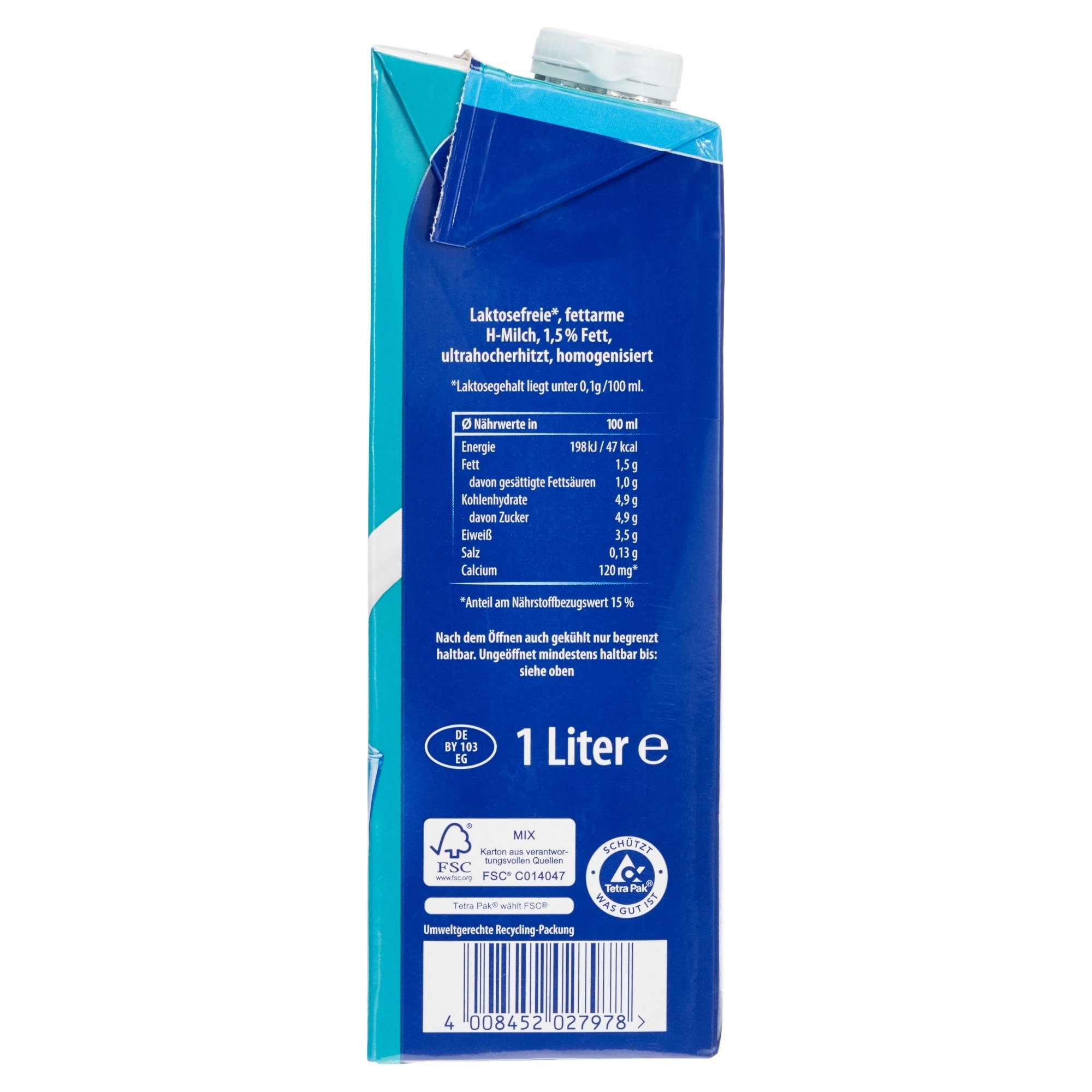 Weihenstephan Haltbare Milch Laktosefrei 1,5%, 12er Pack (12 x 1L)