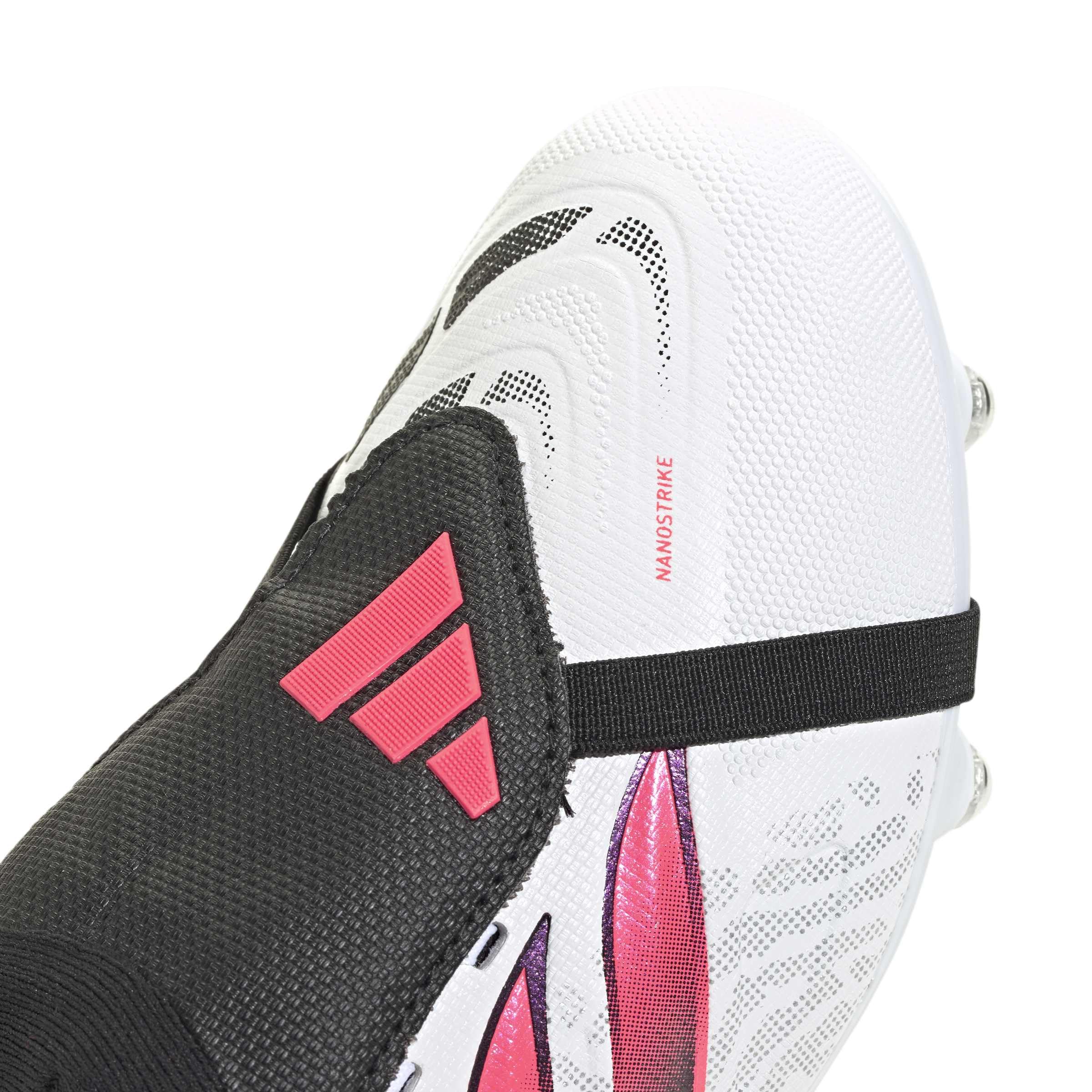 Adidas Unisex - Bambini e Ragazzi Predator League Fold- Over Tongue Soft Ground Football Boots Kids Shoes, Ftwr White/Solar Turbo/Core Black
