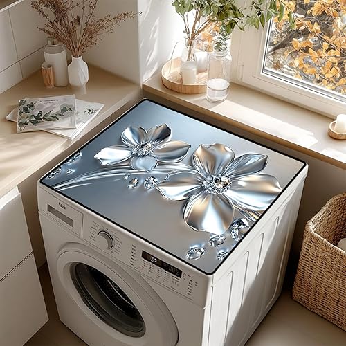 Tapete antideslizante para cubierta superior para lavadora y secadora, almohadilla protectora a prueba de polvo con múltiples diseños de patrones