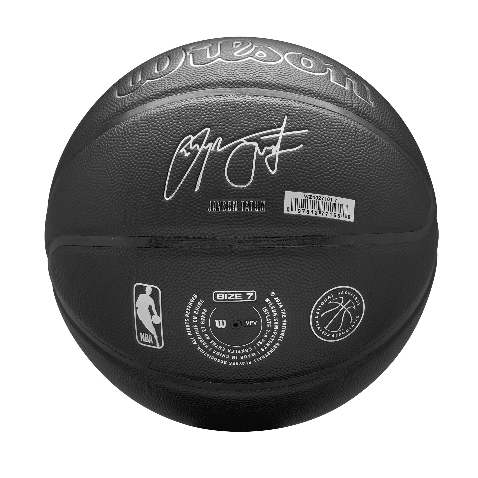 Wilson NBA Player Evergreen Basketball, Mit Pure Feel Bezug, Ideal Für Spiele Im Freien, Wetterfest, Spieler: Tatum, Farbe: Schwarz, Größe: 7