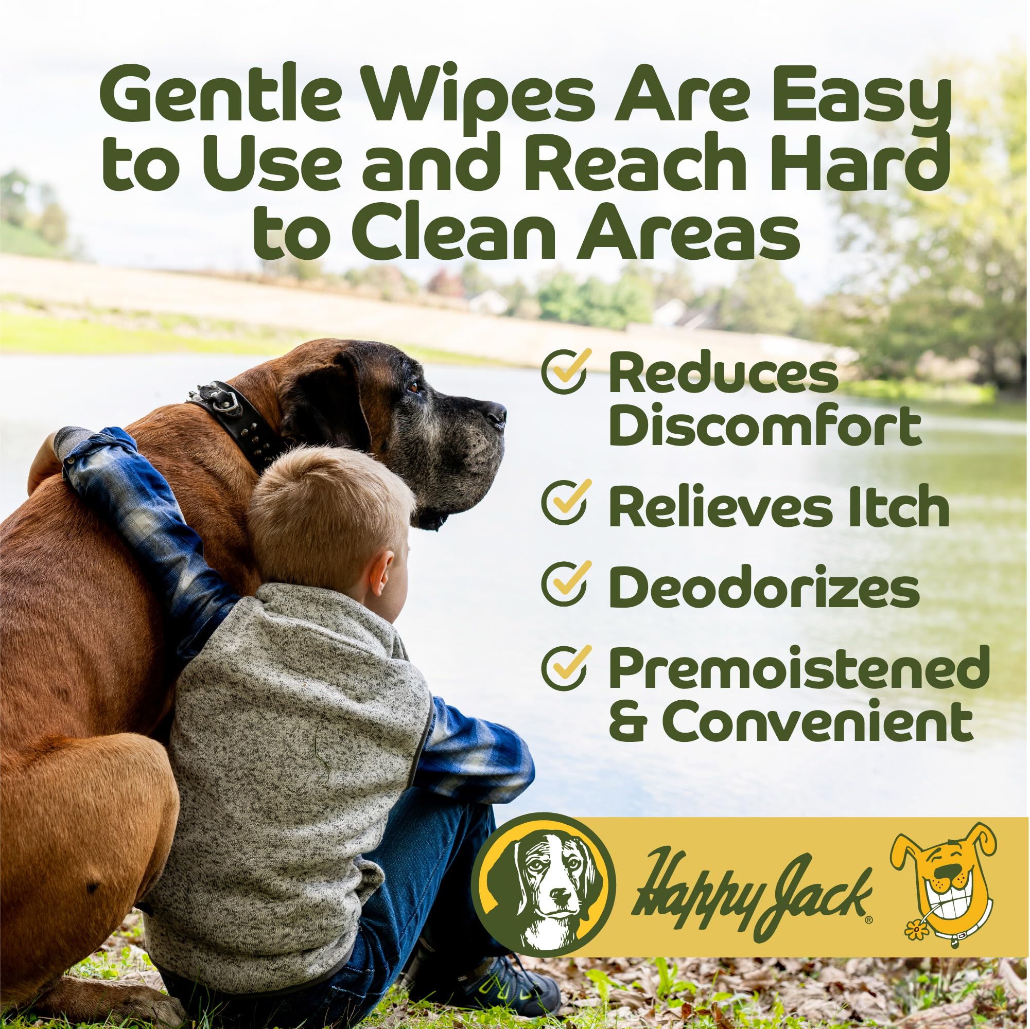 HAPPY JACK Dog Ear Wipes with Aloe Soothe Itch and Discomfort from Dog Ear Infection, Aloe Vera-Cucumber Pet Cleaner Wipes are Great for Pup's Itchy Relief, 100 Ct - image 4