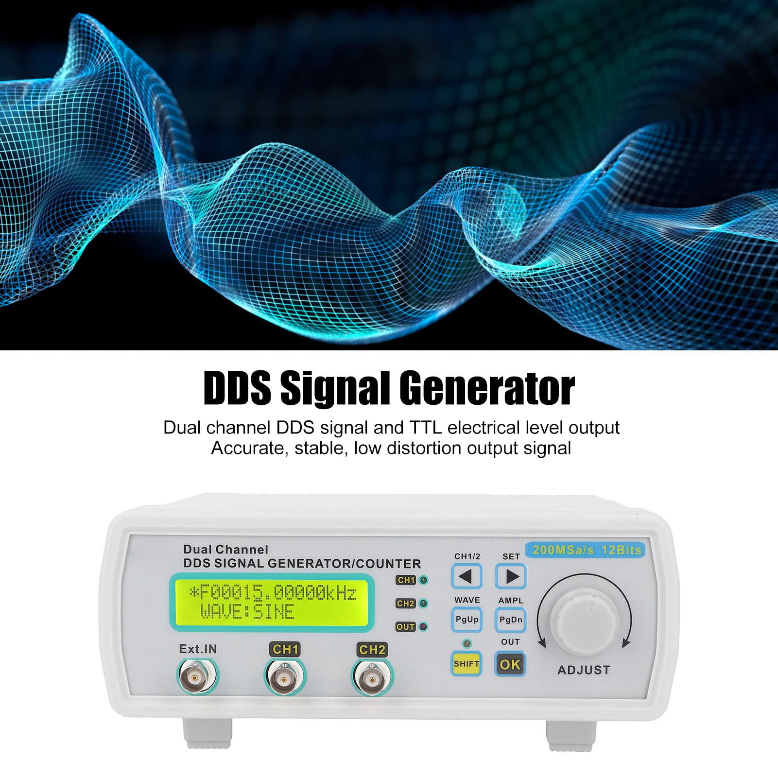 Signalgenerator-Frequenzzähler, Transparente Anzeige, Stabiler Ausgangsfrequenzzähler, Kurzschlussschutz 100–240 V, für Produktionslinie mit Programmierbaren Funktionen