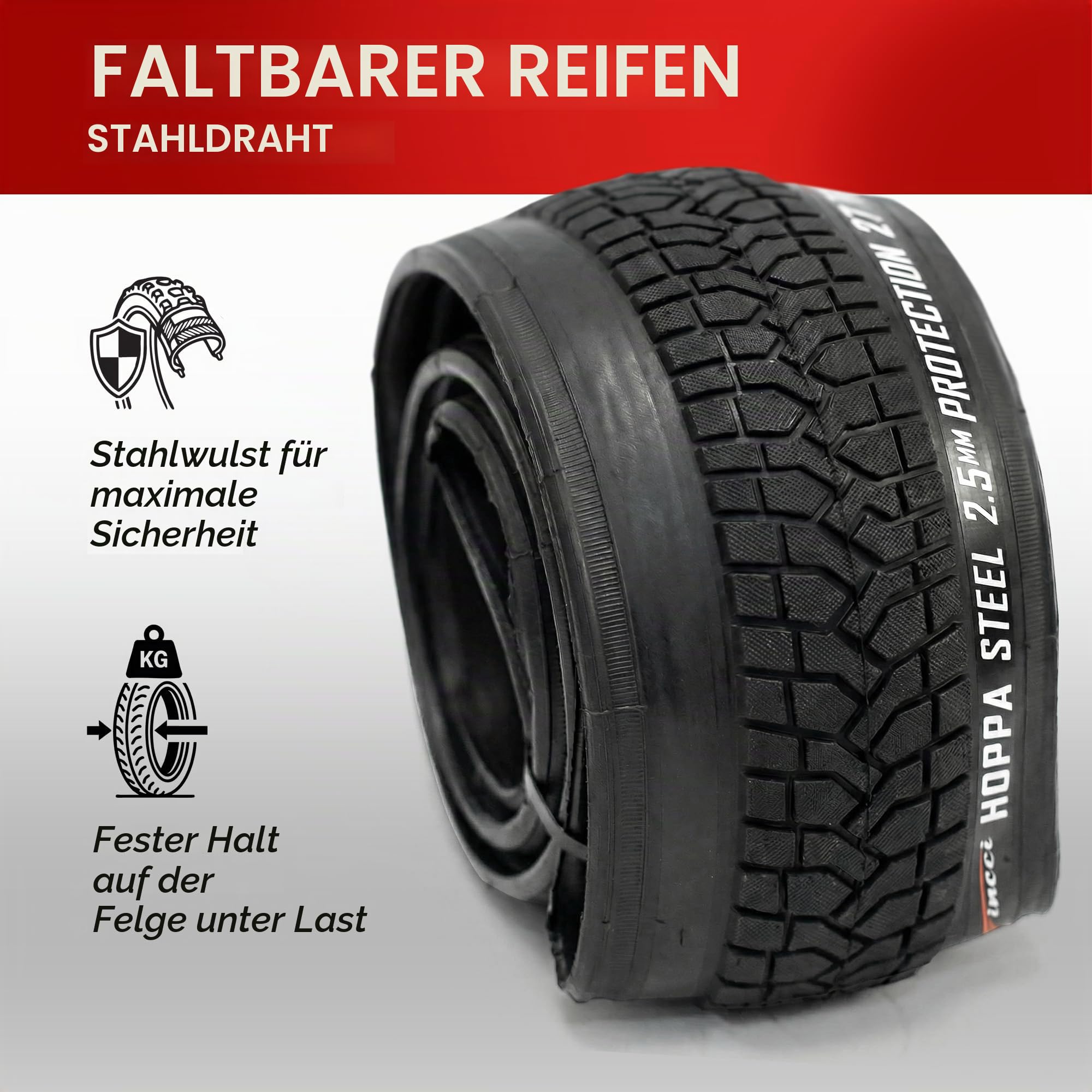 Fincci BMX Faltreifen 20 Zoll 20x2.10 ETRTO 56-406 mit AV-Schlauchset 27TPI | 2,5 mm Nylon-Pannenschutz und 27 TPI für zuverlässigen Grip bei Fahrten mit Kinderfahrrad, Faltrad, Trike sowie Freestyle-BMX