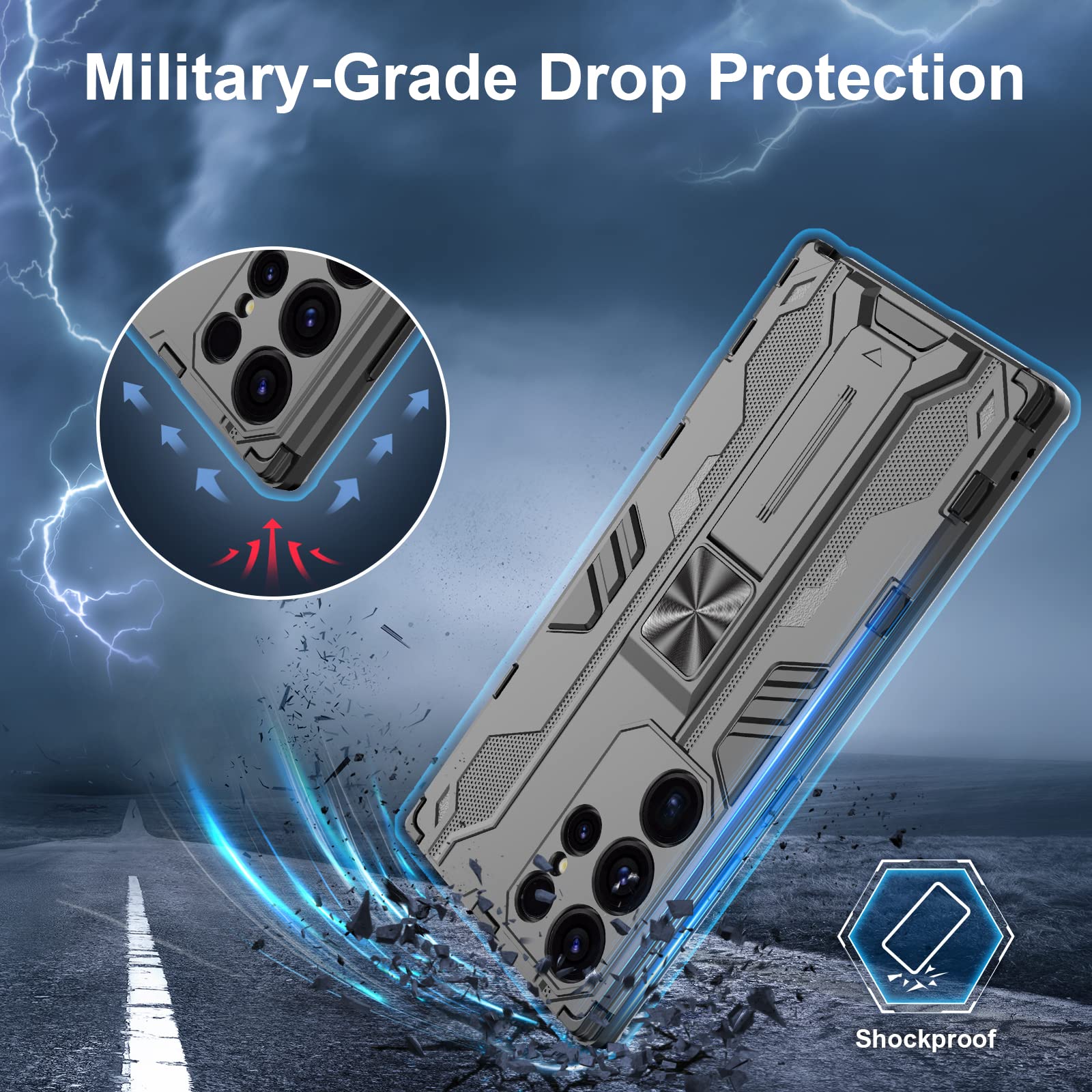 Funda para CMF Phone 2 Pro, Carcasa Antigolpes con Soporte anular metálico, Case Protectora de Grado Militar, Negro — view 1356