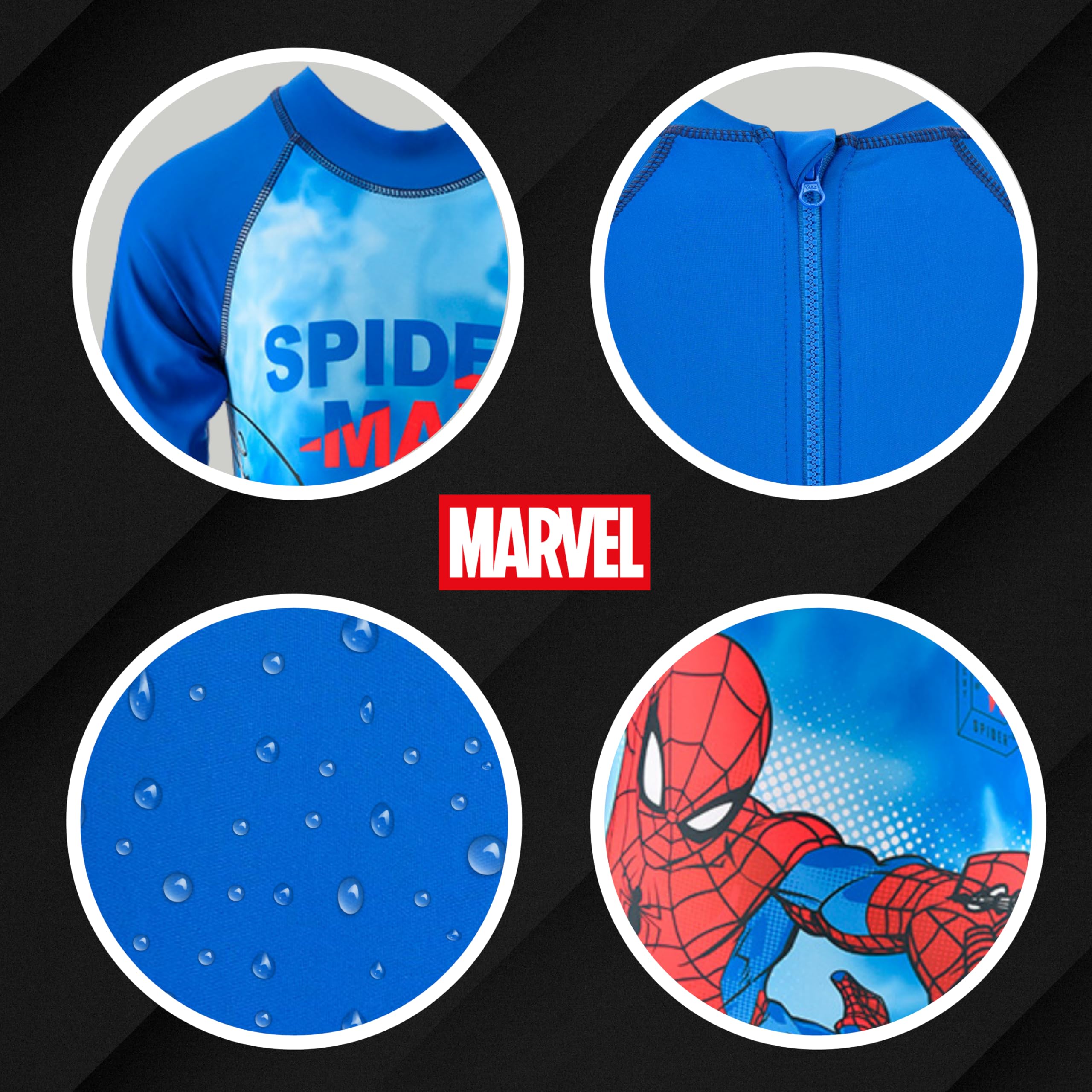 Marvel Spiderman Maillot de Bain Garçon, Maillot de Bain Protection UV, Ensemble de Natation Une Pièce, T-Shirt et Pantalon de Bain, Tailles 3 a 8 Ans