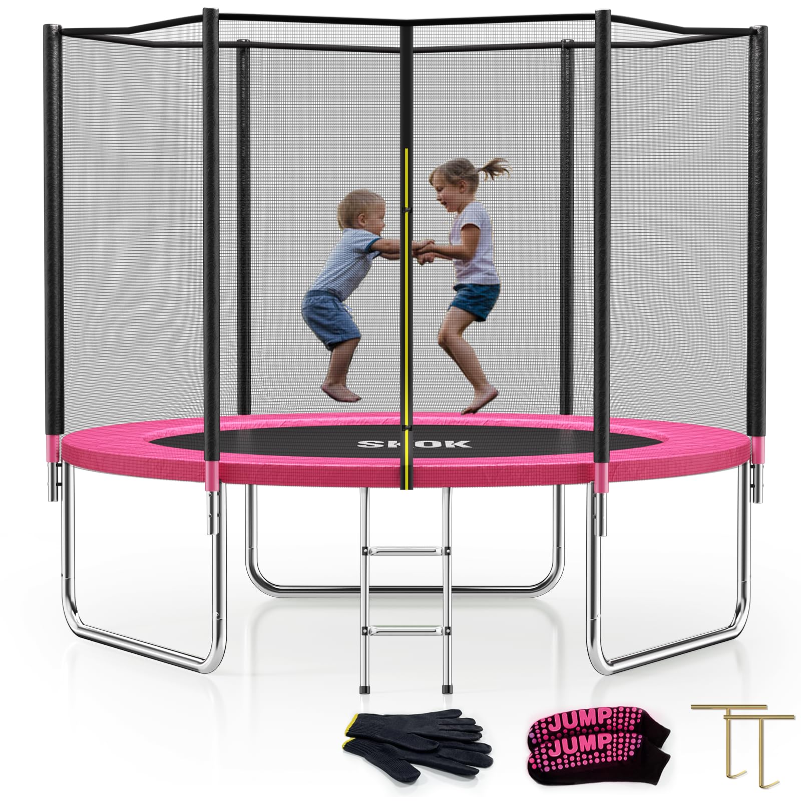 SKOK Trampoline for Kids,400LBS Outdoor Trampoline with Net-ASTM Approved Trampoline for Children and Adults
