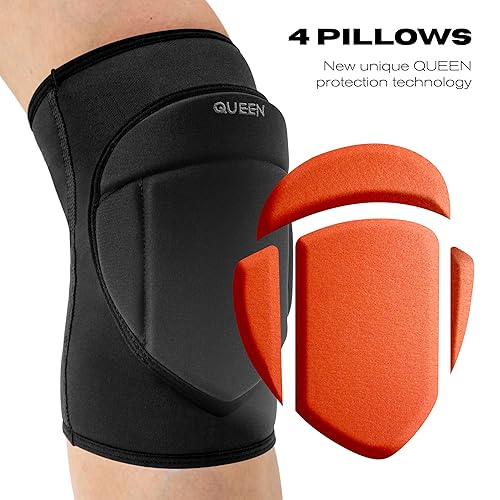 Miniatura 3 de Queen Wear Rodilleras de voleibol para hombres y mujeres, protección perfecta para deportes de interior, ballet, danza moderna, color negro elegante