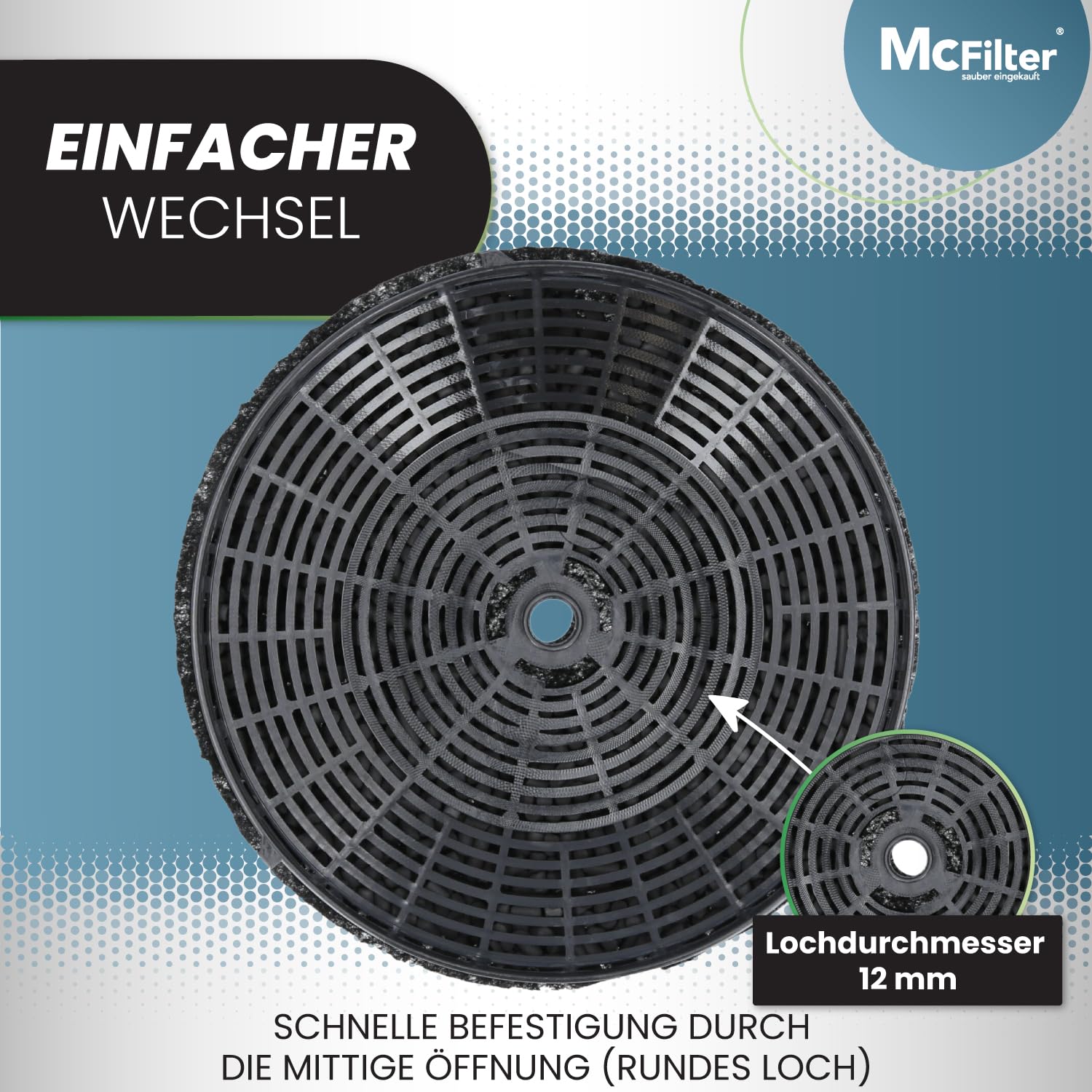 McFilter I 4x Aktivkohlefilter Ø 172 mm für Dunstabzugshaube kompatibel mit Kohlefilter Elica CFC0038668 Typ57, Nyttig 440, AEG 4055171138 4055217501 Bauknecht Whirlpool 48400008824 - für Abzugshaube