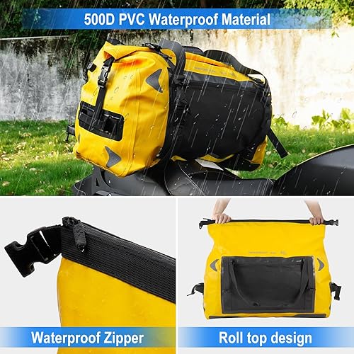 Miniatura 2 de Alforjas para motocicleta, bolsas de lona impermeables para viajar, Amarillo-80L, estilo3-80l