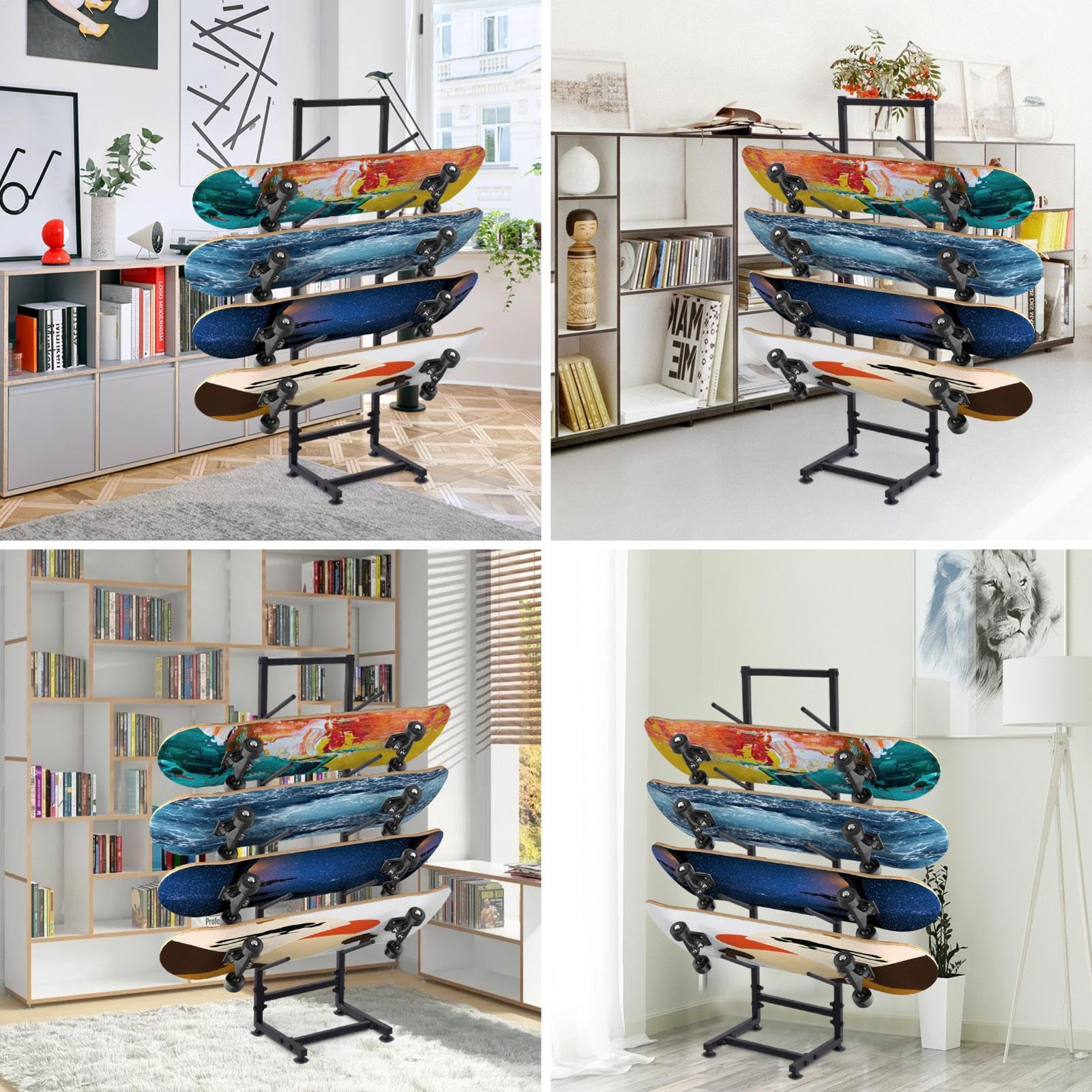 Skateboard Rack Floor Stand, Snowboard Storage Rack, Skateboard Organizer, Single Sided Standing 5 Layer Skateboard Holder Floor Rack For Club, Skate Shop, Home