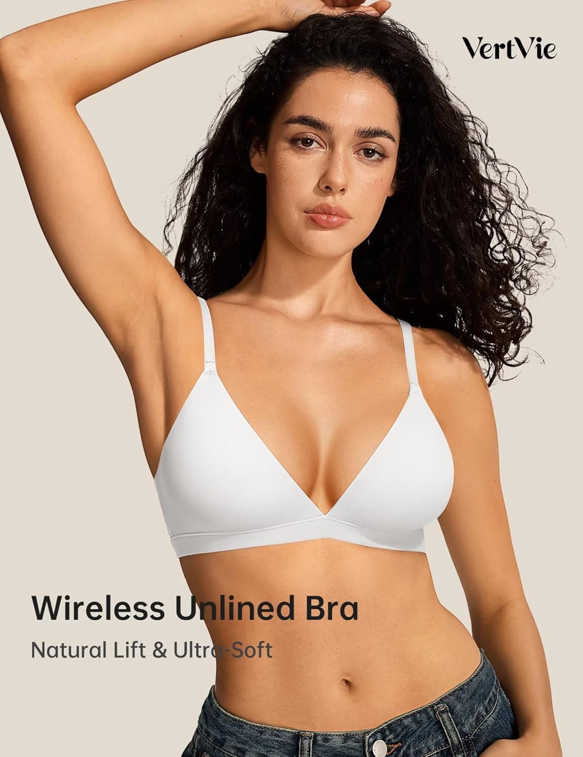 Vertvie Womens Wireless Triangle Bralette Plunge Unlined Seamless Bras No Underwire Sexy Comfortable Unpadded Everyday Bra - Image 2