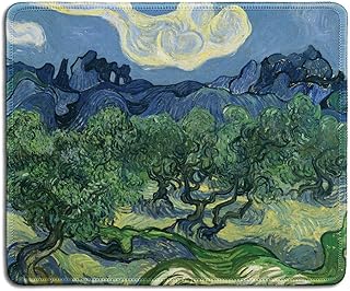 dealzEpic - Art Mousepad - Natural Rubber Mouse Pad with Famous Fine Art Painting of Olive Trees by Vincent Van Gogh - Stitched Edges - 9.5x7.9 inches