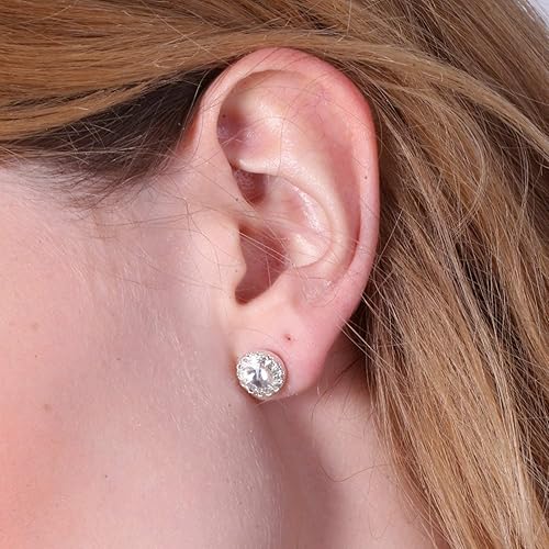 Miniatura 13 de 14K Gold Jade Earrings,8mm - Light Green Stone Stud Gold Filled Crown Jewelry Set for women Jade,Crystal Aquamarine,Moonstone,White Opal