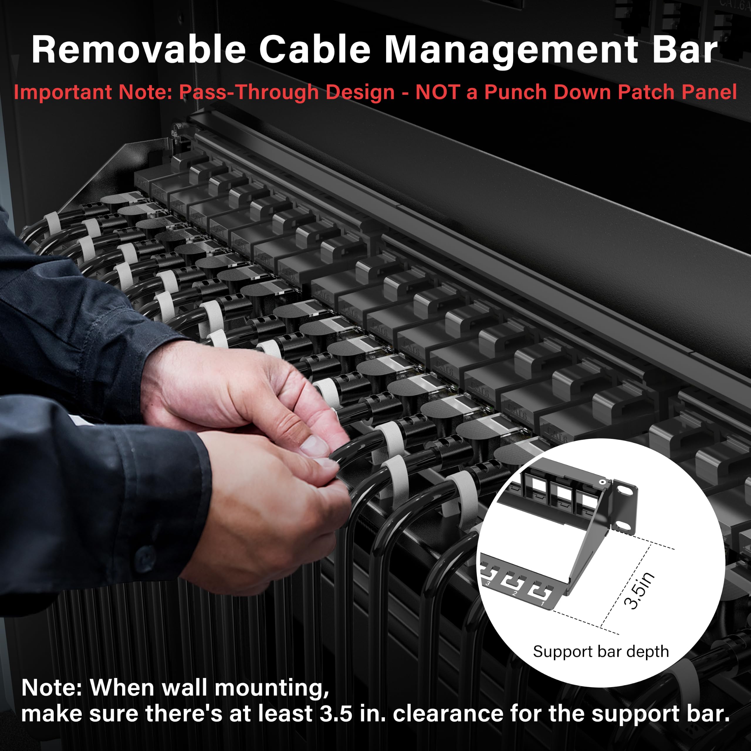 Jadaol Panneau de brassage vierge 1U de 19 po, panneau Keystone à montage en rack à 24 ports pour Cat6/Cat6a, HDMI, coaxial, fibre et audio – Cadre en métal (prises Keystone non incluses)