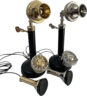 Vintage Candlestick Telephone Combo Wired Landline Rotary Dial Phone Table/Desk/Shelf Decor Showpiece Collectibles Gift