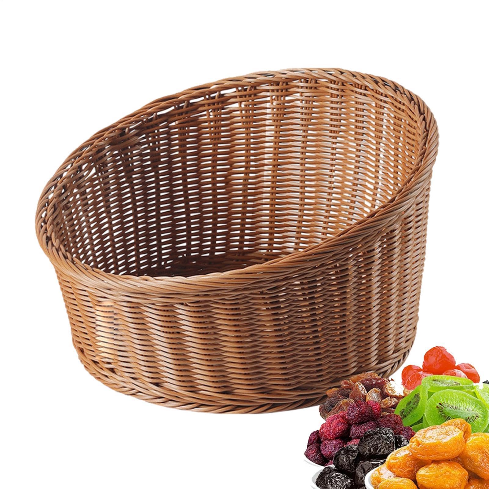 Cesta expositora para pan Bandeja Inclinada Expositora De Alimentos | Cesta De Mimbre Para Servir Pan mesa mostrador verduras y pasteles restaurante picnic panadería