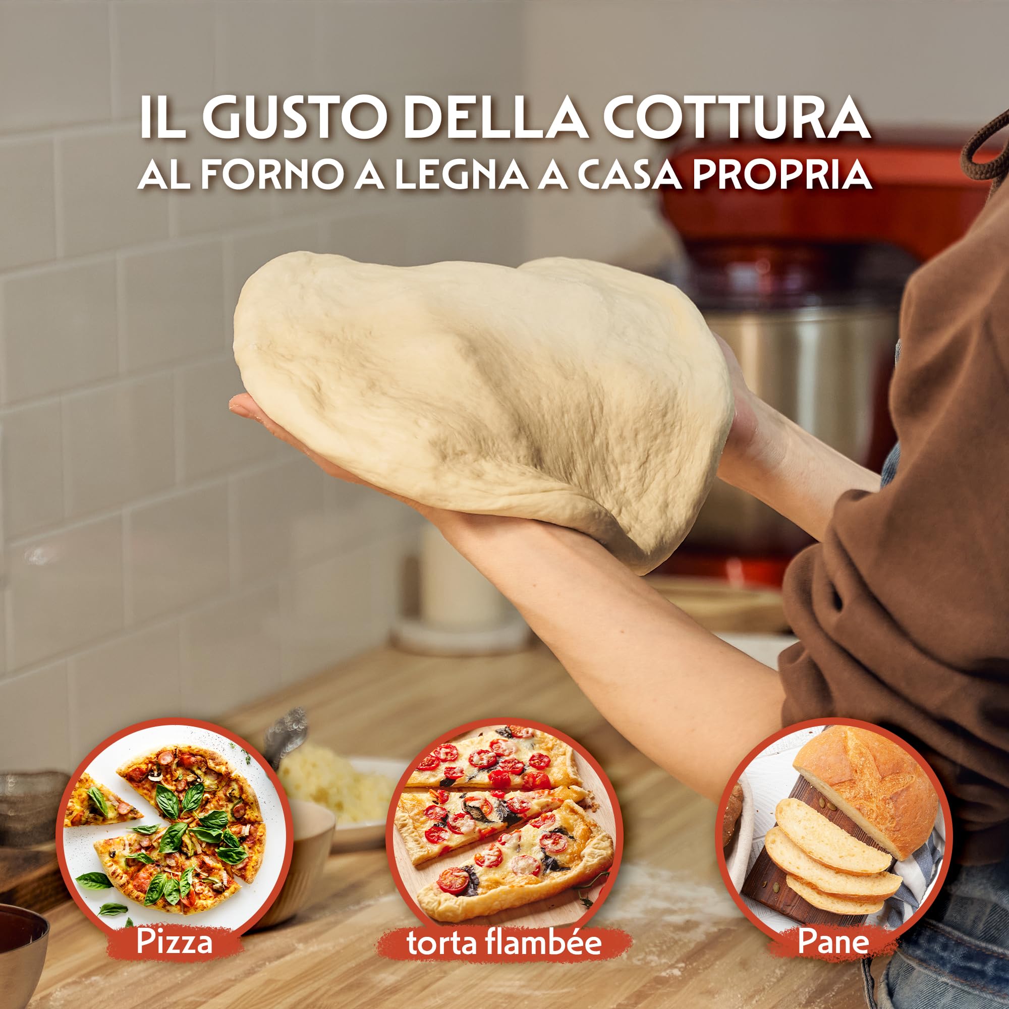 Set Pizza Lover con pietre per pizza premium per forno e grill – 4 in 1 – con forbici per pizza + pala forata + pietra per pizza fino a 800 °C in cordierite e ricettario