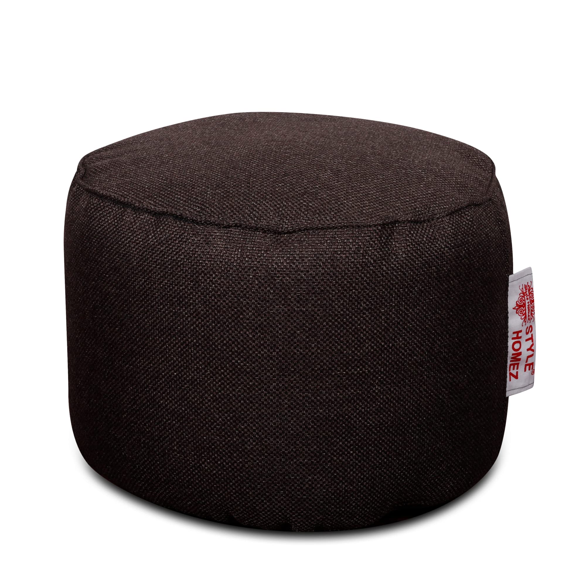 Style Homez ORGANIX Collection, Round Poof Bean Bag Ottoman Stool Large Size Brown Color in Organic Jute Fabric, Cover Only-image-39