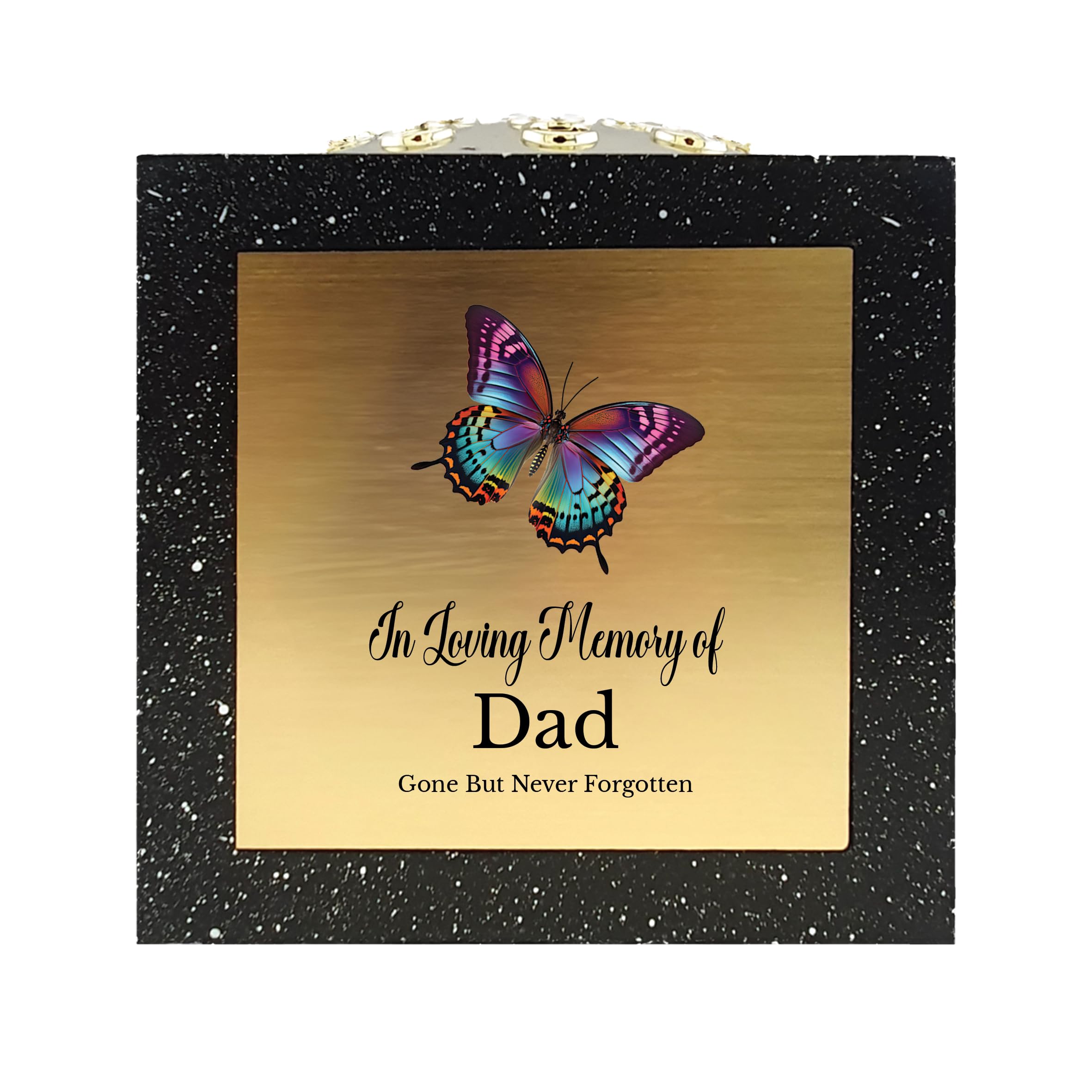 1Stclassgifts Black In Loving Memory Of Memorial Rose Bowl Grave Marker Flower Pot Vase With Butterfly Design Mum Dad Gran & Lots More /Gold (Uv Printed) (Dad)