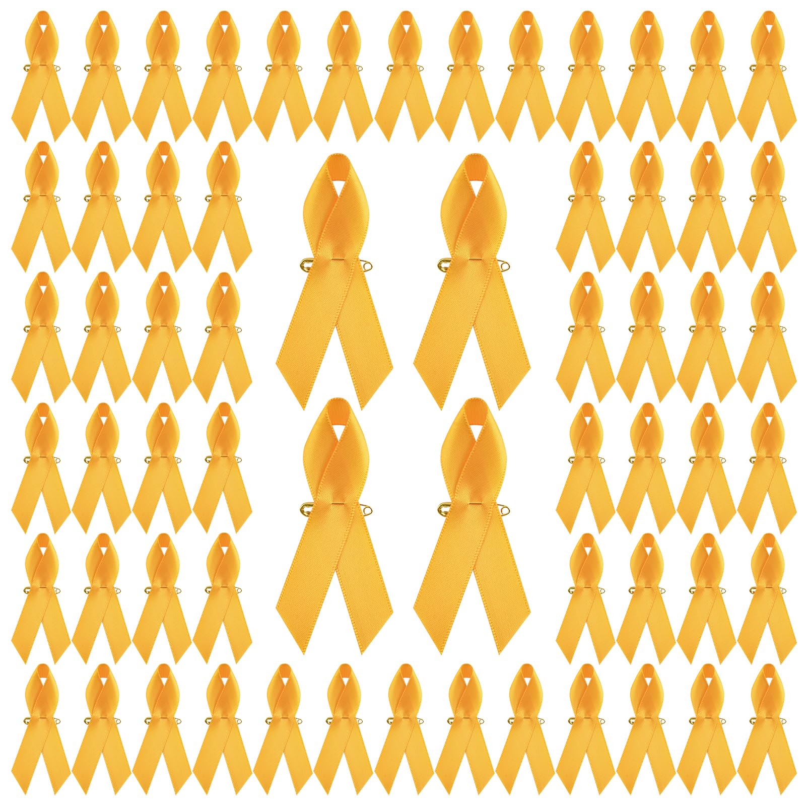 WANDIC Polyester Ribbon Satin Pins, Cancer Awareness Ribbon Pins Hope Faith Awareness Brooch for Party Event Supplies Clothing Decoration, 7.5cm