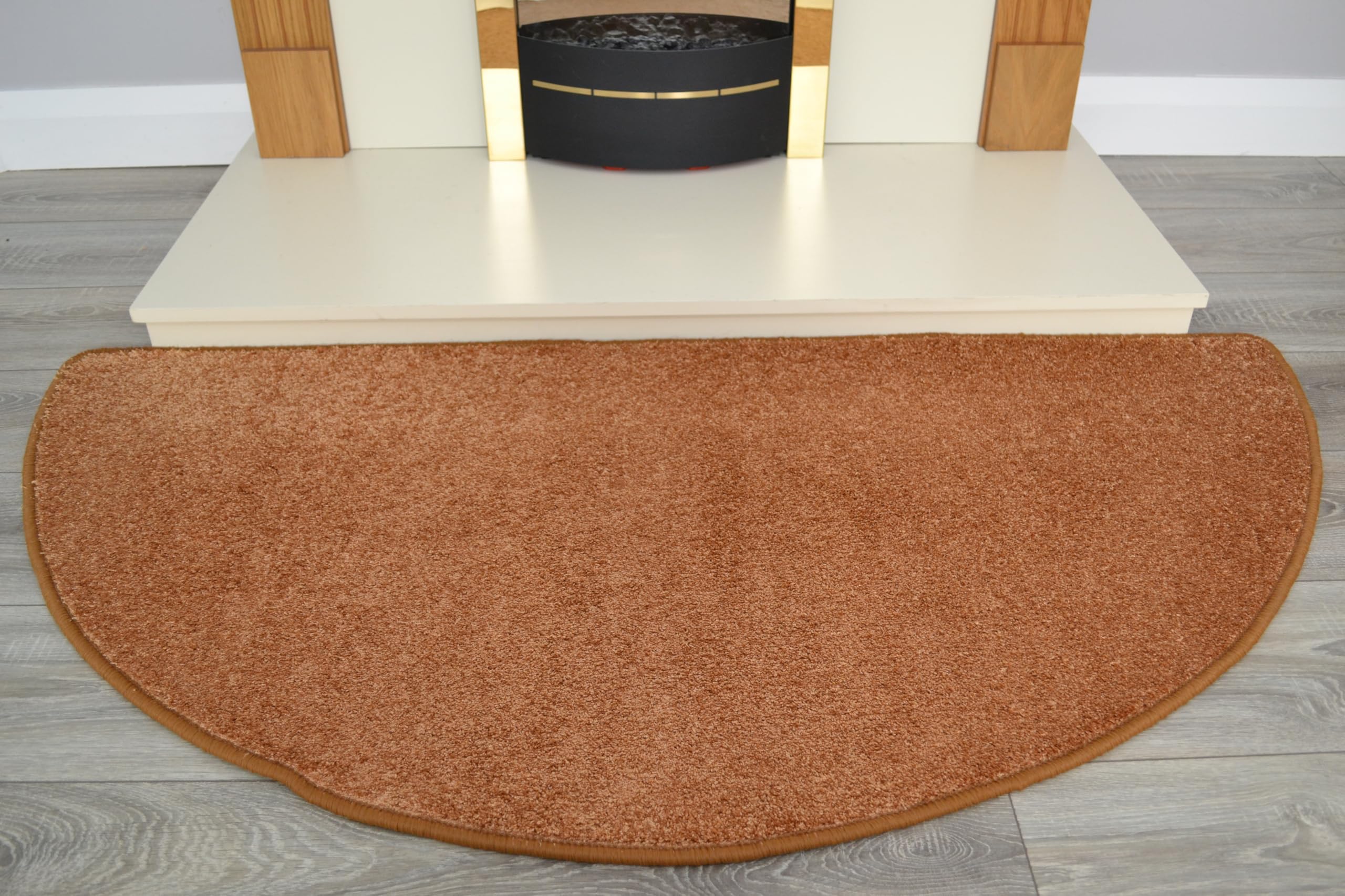 Half Moon Rug Fireplace Living Room Hearth Semi Circle Floor Rugs (Terracotta, 70cm x 137cm)
