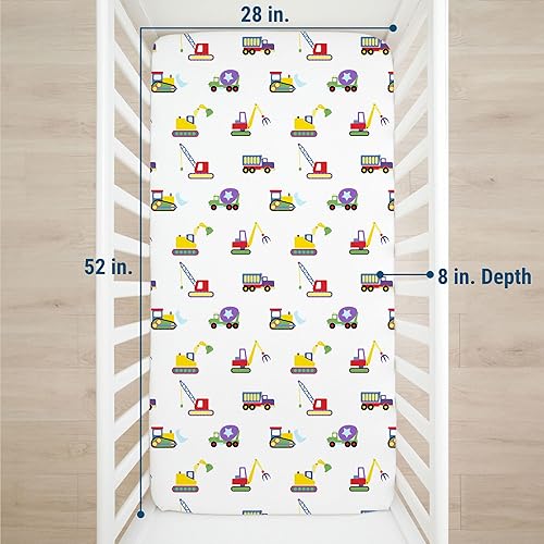 Miniatura 4 de Wildkin Sábana bajera para cuna 100% microfibra para niños, suave y transpirable, en construcción