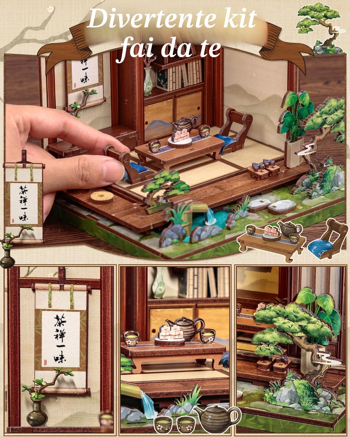 Cutefun Book Nook Kit – Japanese book nook - Set creativo per casa delle bambole, il regalo artigianale perfetto per adolescenti e adulti che amano progetti affascinanti (Kirishima Cha-an)